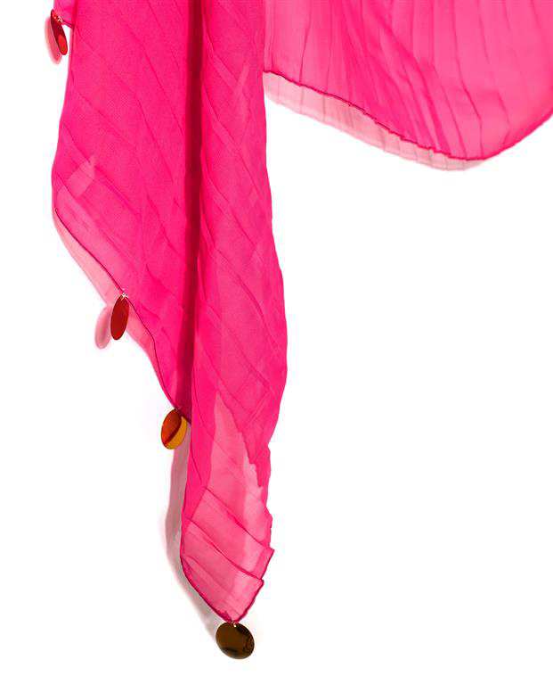 شال زنانه 2.5 متری کرپ حریر صورتی پولکی Market Scarf