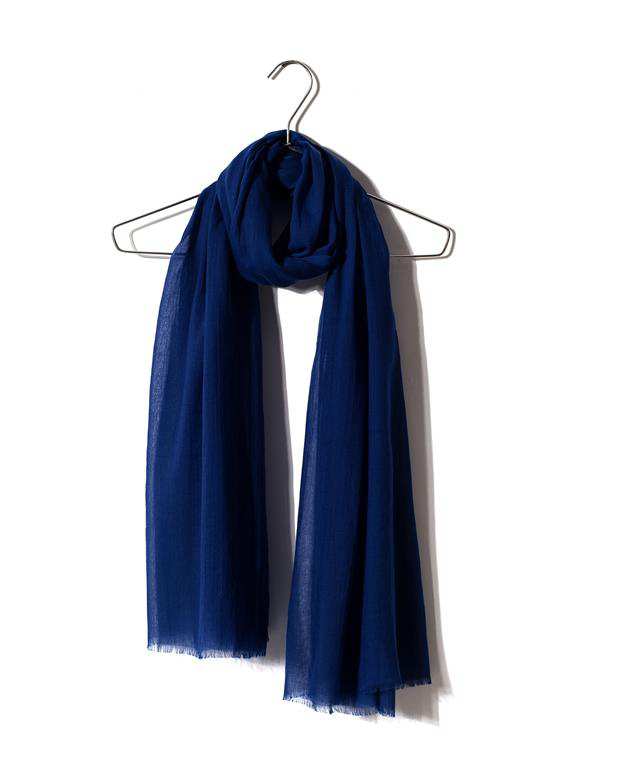 شال زنانه 2 متری سوپر نخ آبی کاربنی Market Scarf