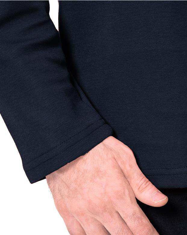 تی شرت مردانه آستین بلند یقه هفت کبریتی سرمه ای RNS