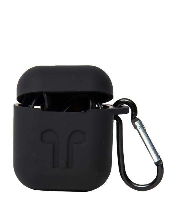 محافظ سیلیکونی با بند نگهدارنده مناسب کیس AirPods مشکی
