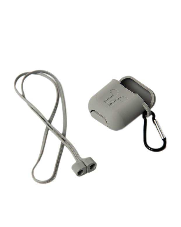 محافظ سیلیکونی با بند نگهدارنده مناسب کیس AirPods طوسی