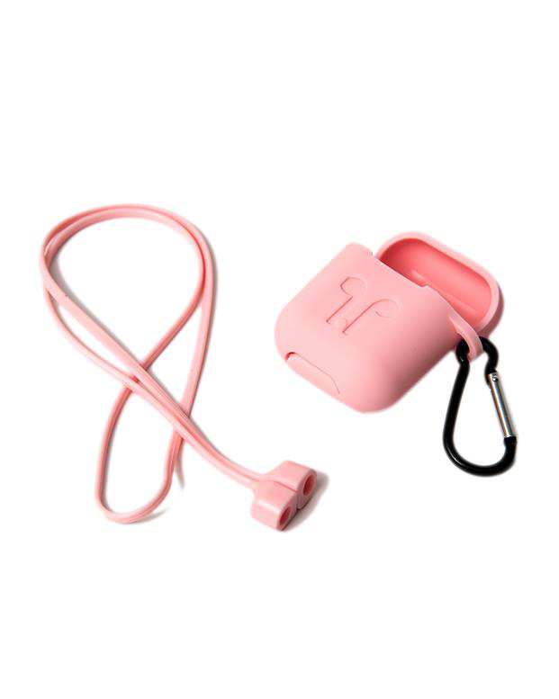 محافظ سیلیکونی با بند نگهدارنده مناسب کیس AirPods صورتی