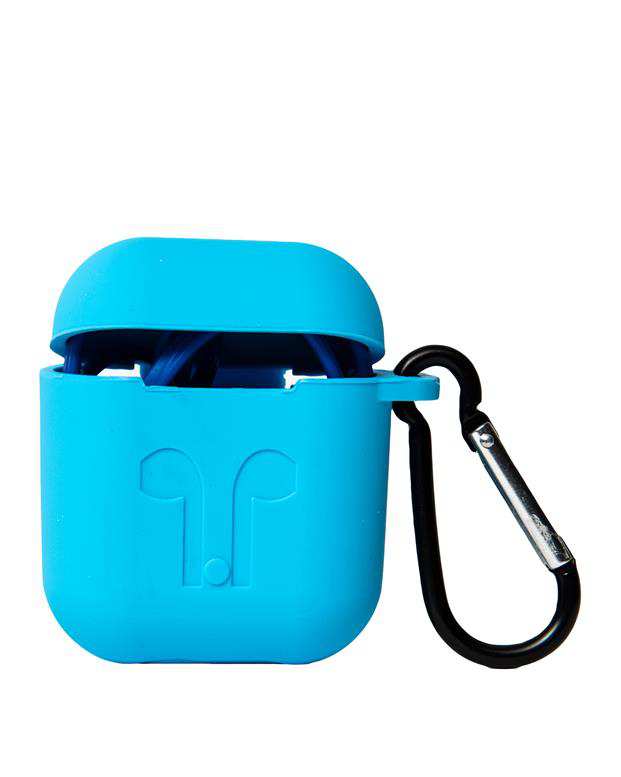 محافظ سیلیکونی با بند نگهدارنده مناسب کیس AirPods آبی روشن