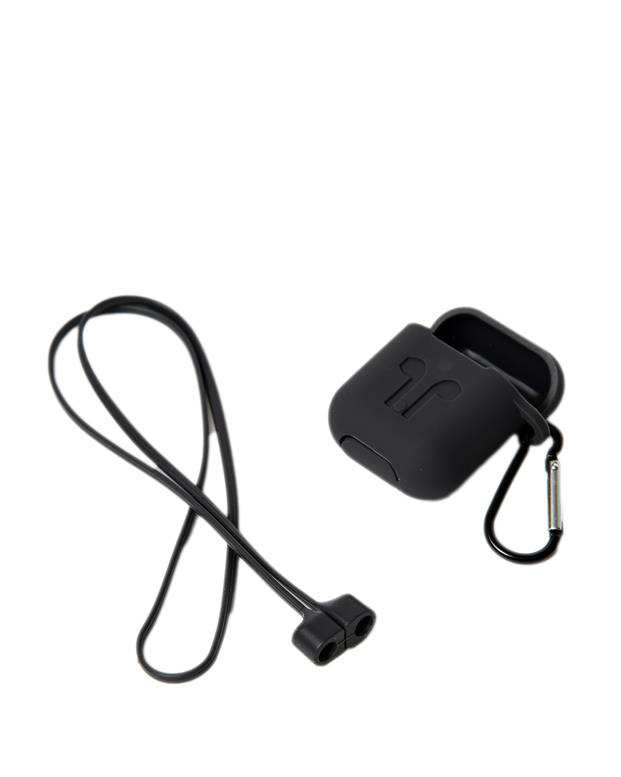 محافظ سیلیکونی با بند نگهدارنده مناسب کیس AirPods خاکستری