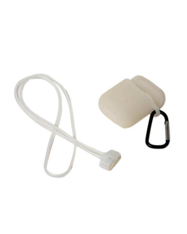 محافظ سیلیکونی با بند نگهدارنده مناسب کیس AirPods سفید
