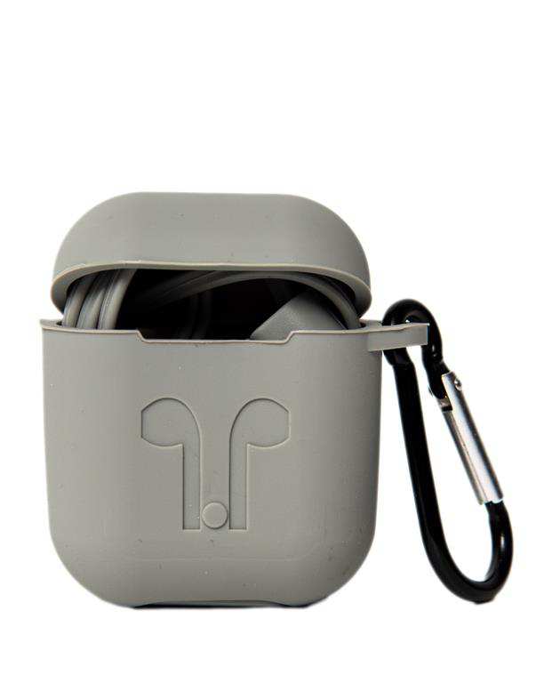 محافظ سیلیکونی با بند نگهدارنده مناسب کیس AirPods طوسی