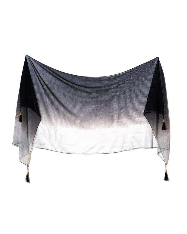 شال زنانه مجلسی پلیسه طوسی منگوله دار Market Scarf