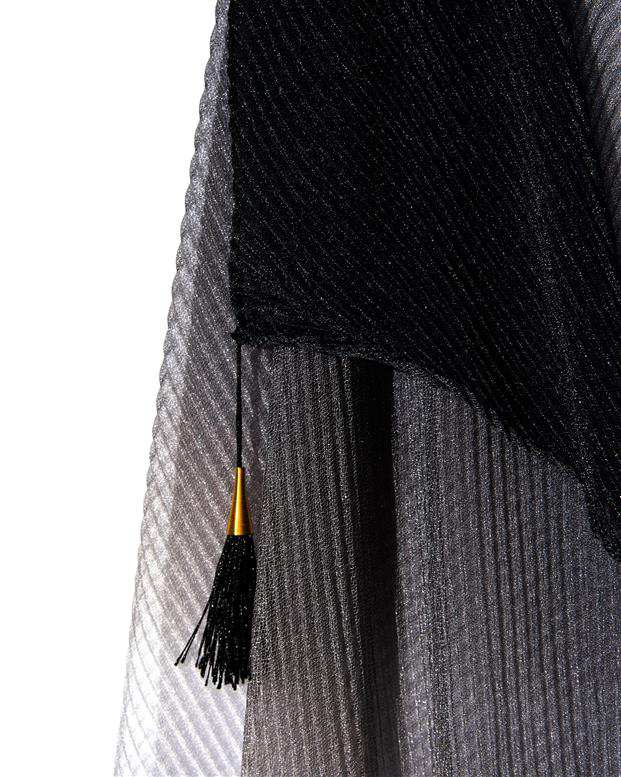 شال زنانه مجلسی پلیسه طوسی منگوله دار Market Scarf