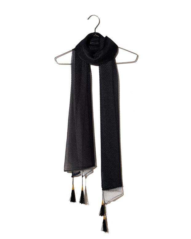 شال زنانه مجلسی پلیسه طوسی منگوله دار Market Scarf