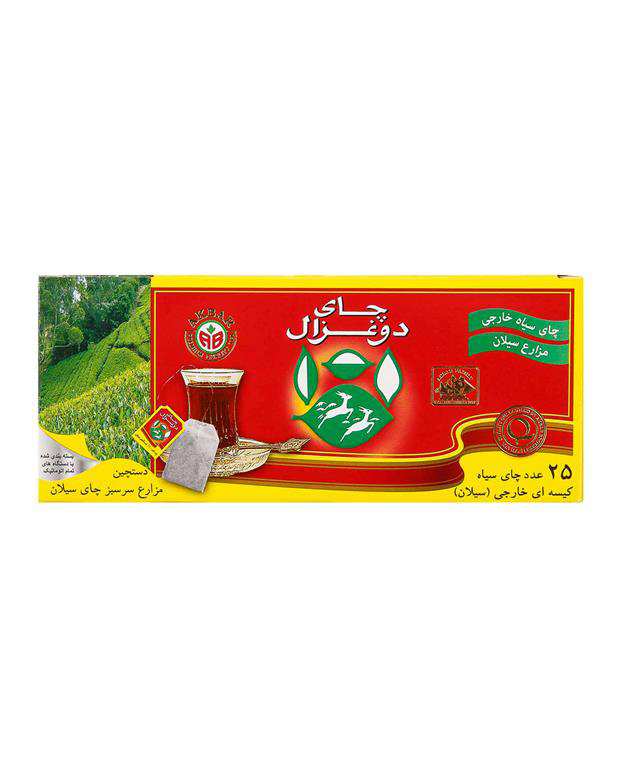 چای سیاه کیسه ای خارجی سیلان 50 گرمی دوغزال بسته 25 عددی