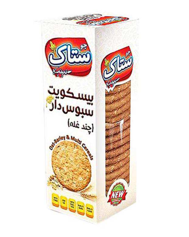 بیسکویت سبوس دار چند غله  370 گرمی ستاک