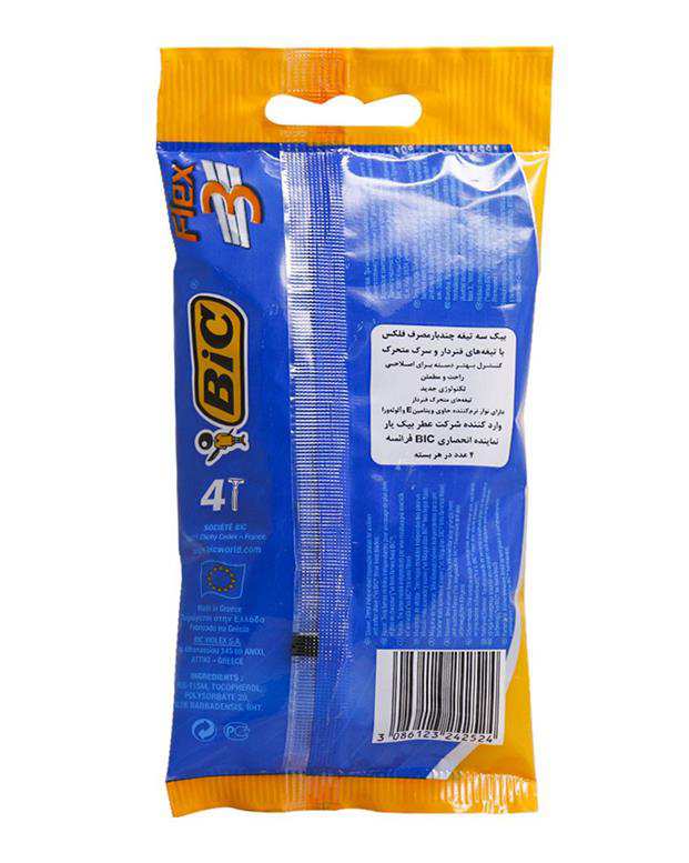 بسته 4  عددی خود تراش 3 لبه مدل Flex3  بیک Bic