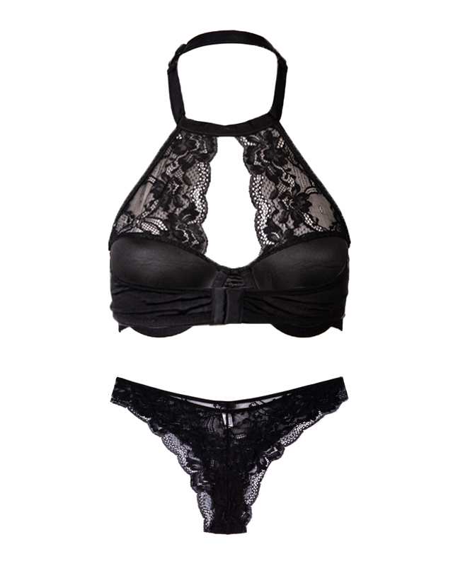 ست شورت و سوتین زنانه اسفنجی و فنردار CupB مشکی NBB 4463