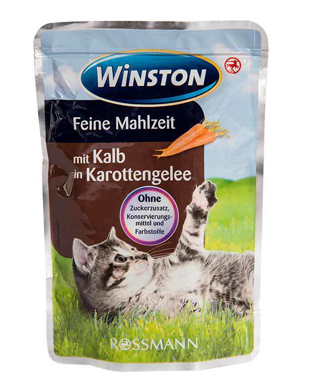 سوپ گربه با طعم گوشت گوساله در ژله هویچ 100gr Mit Kalb In Karottengelee وینستون