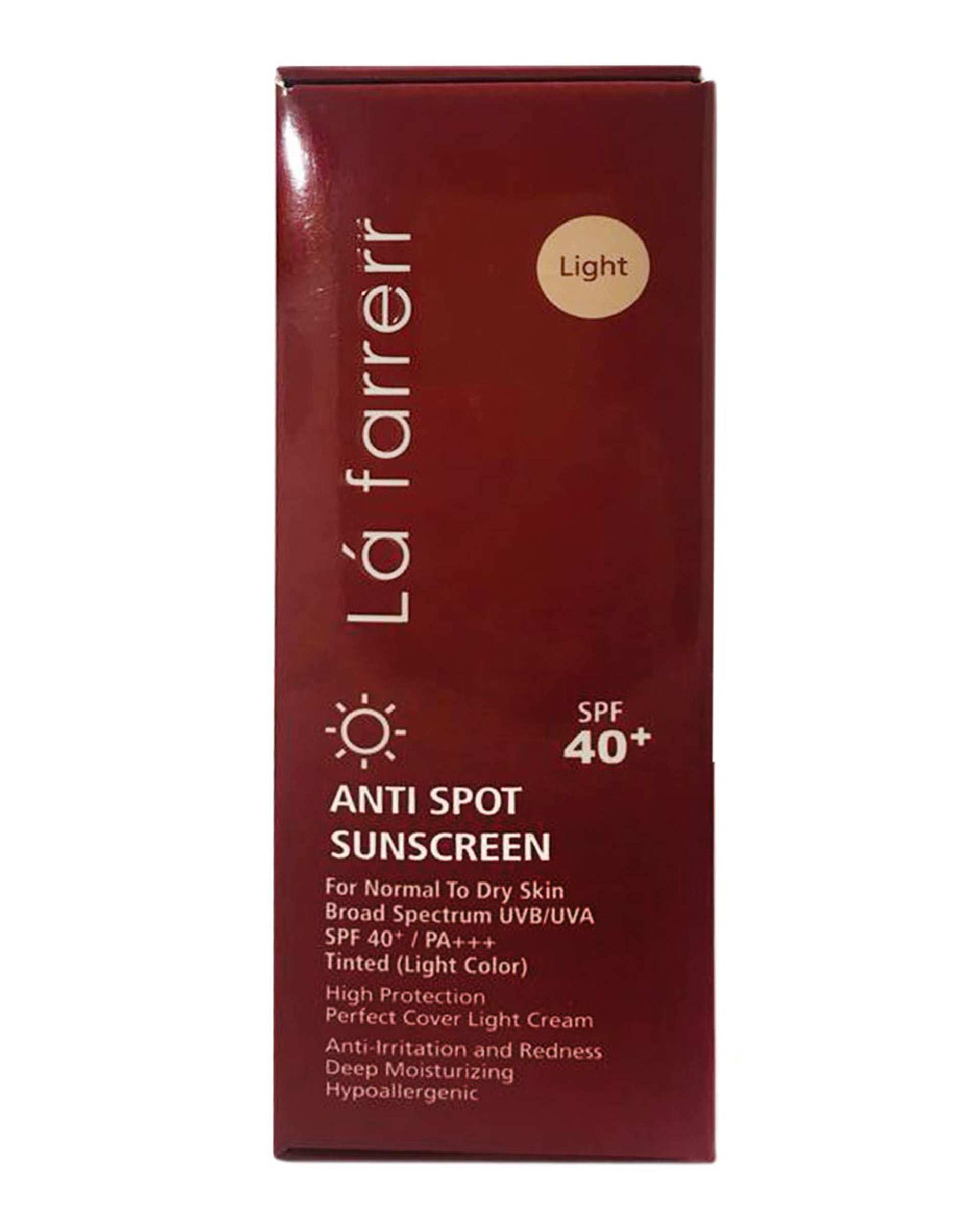 کرم ضد آفتاب و ضد لک رنگی پوست خشک Normal To Dry Light SPF40 روشن لافارر