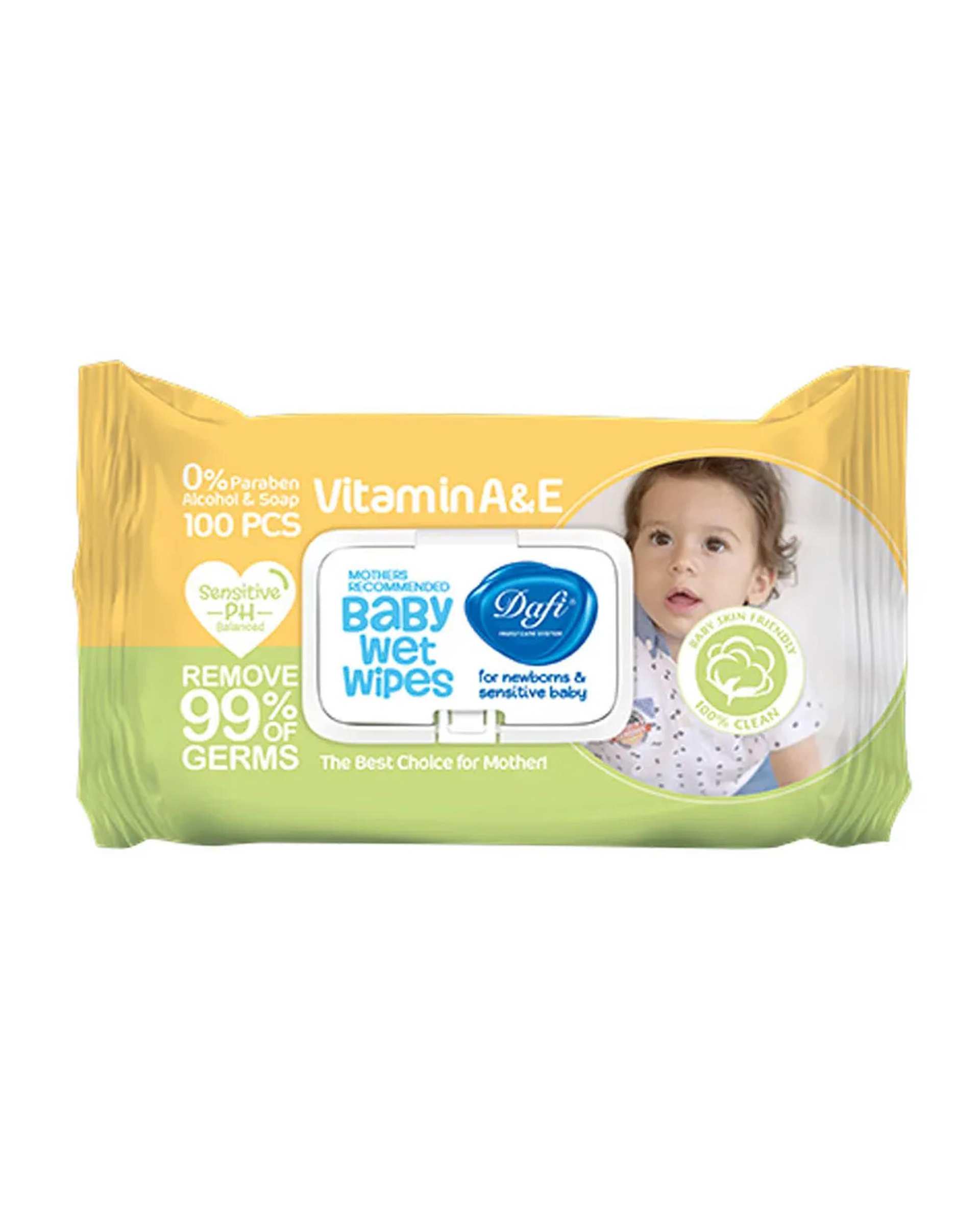 بسته 100 عددی دستمال مرطوب کودک اکسترا Sensitive دافی