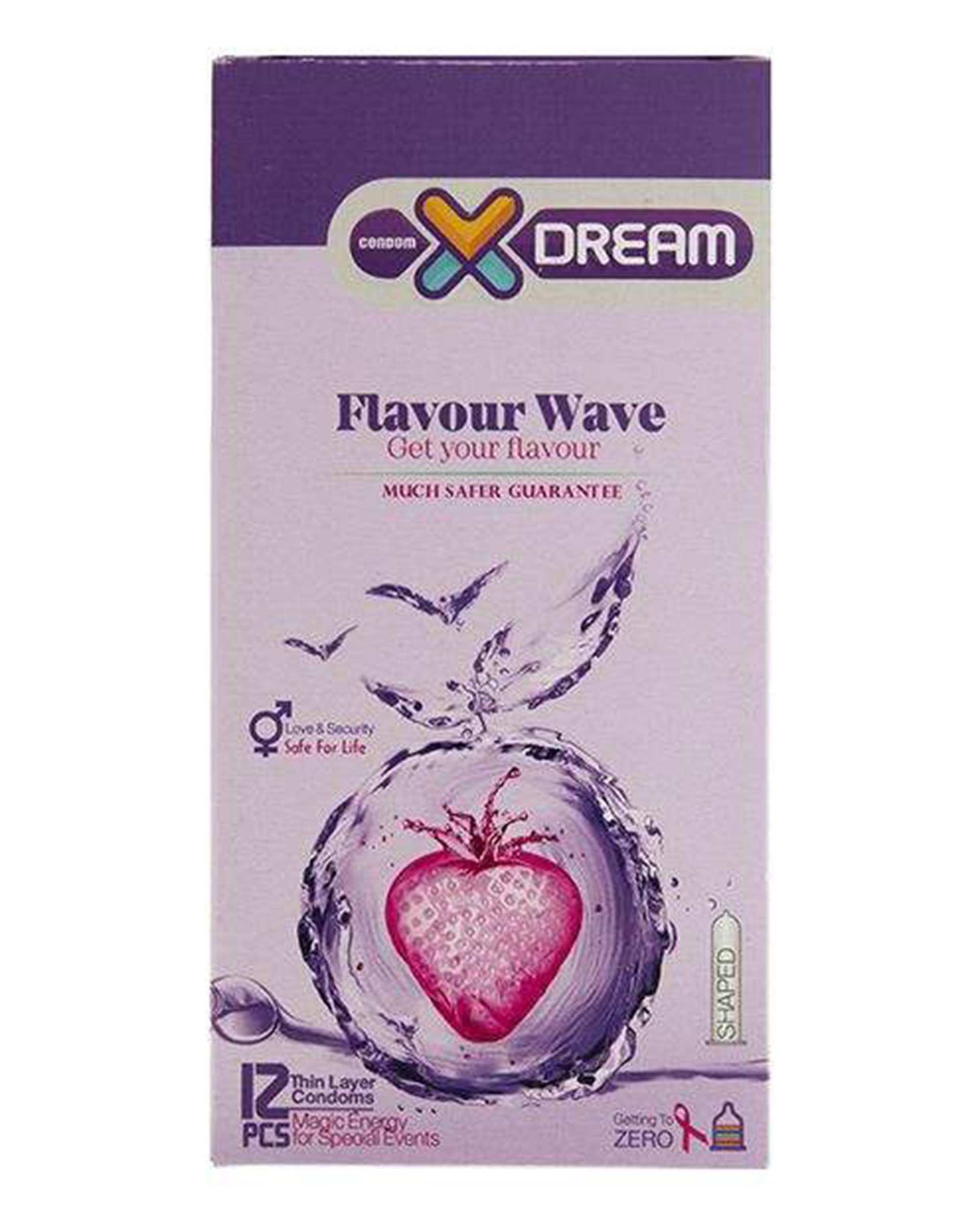 کاندوم میوه ای مدل Flavour Wave  ایکس دریم بسته 12 عددی