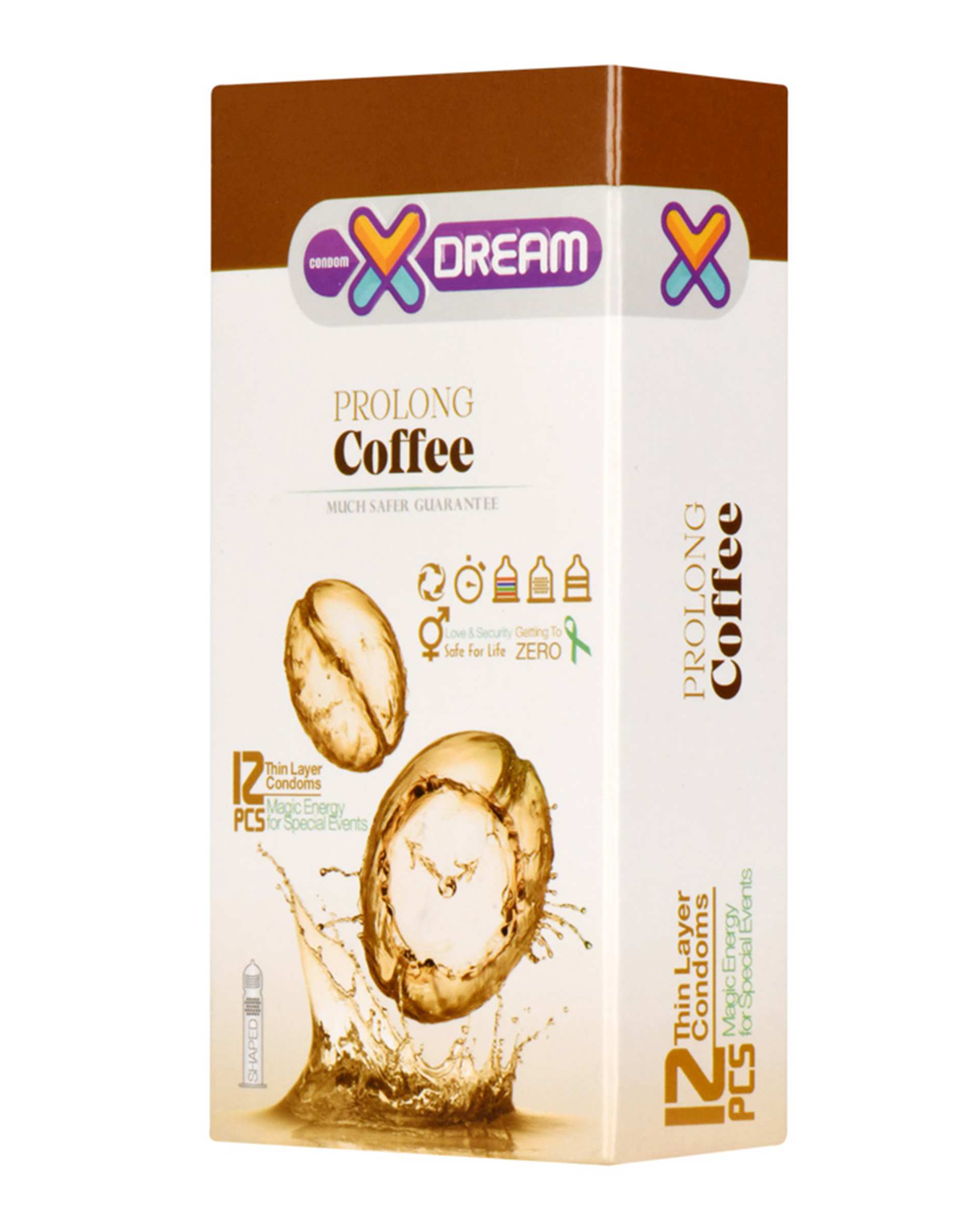 کاندوم تاخیری قهوه مدل Prolong Coffee  ایکس دریم بسته 12 عددی