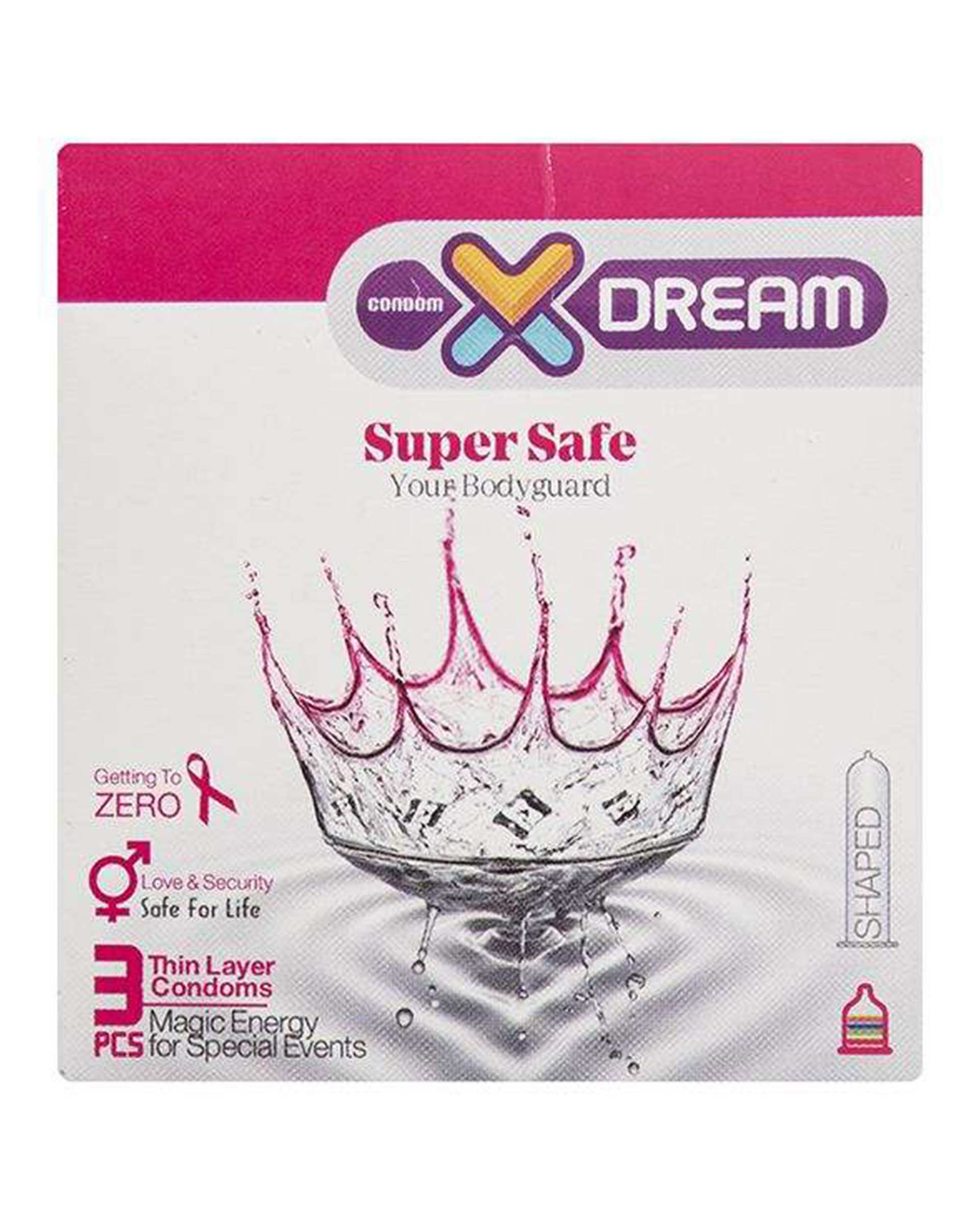 کاندوم بسیار ایمن مدل Super Safe  ایکس دریم بسته 3 عددی