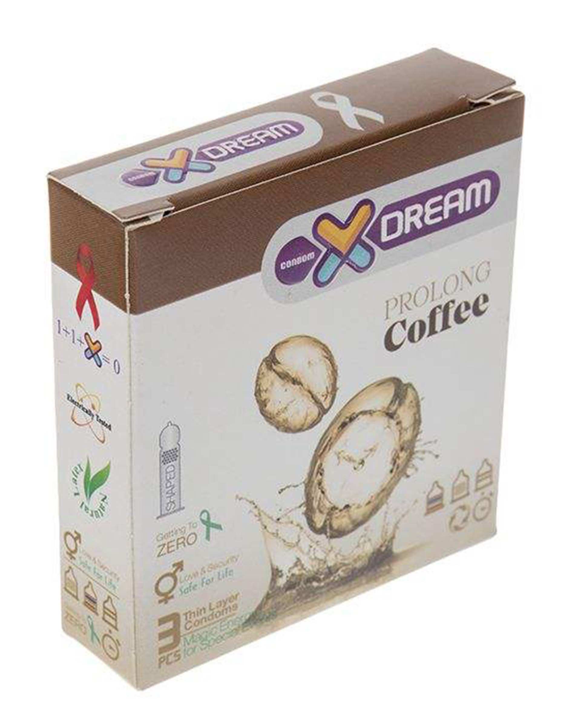 کاندوم تاخیری قهوه مدل Prolong Coffee  ایکس دریم بسته 3 عددی