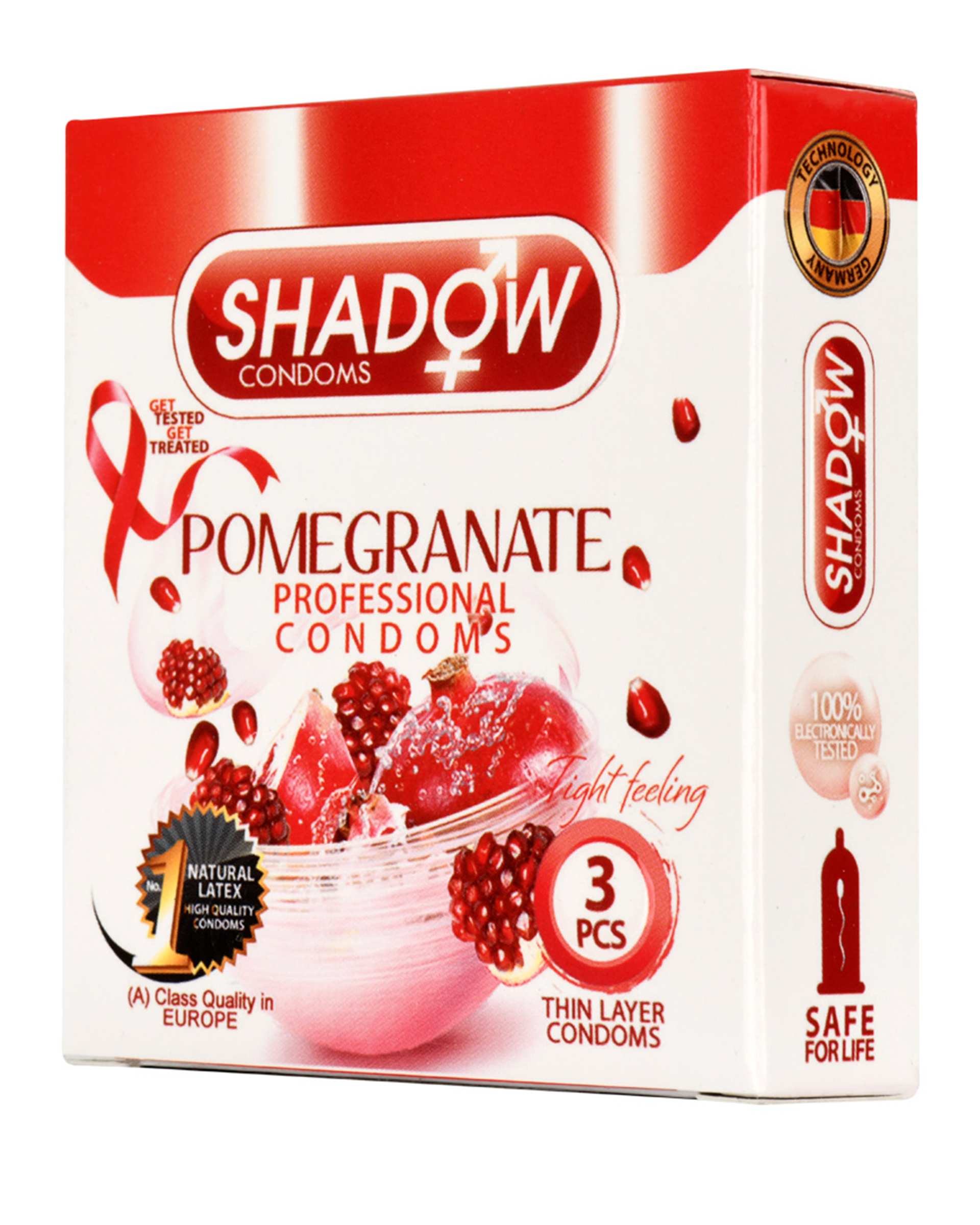 کاندوم حاوی عصاره طبیعی انار مدل Pomegranate  شدو بسته 3 عددی