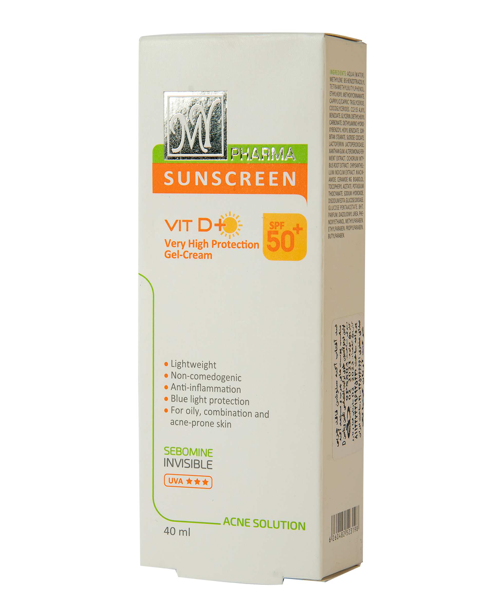 کرم ژل ضد آفتاب SPF50 آکنه سلوشن Vit D Plus بی رنگ مای