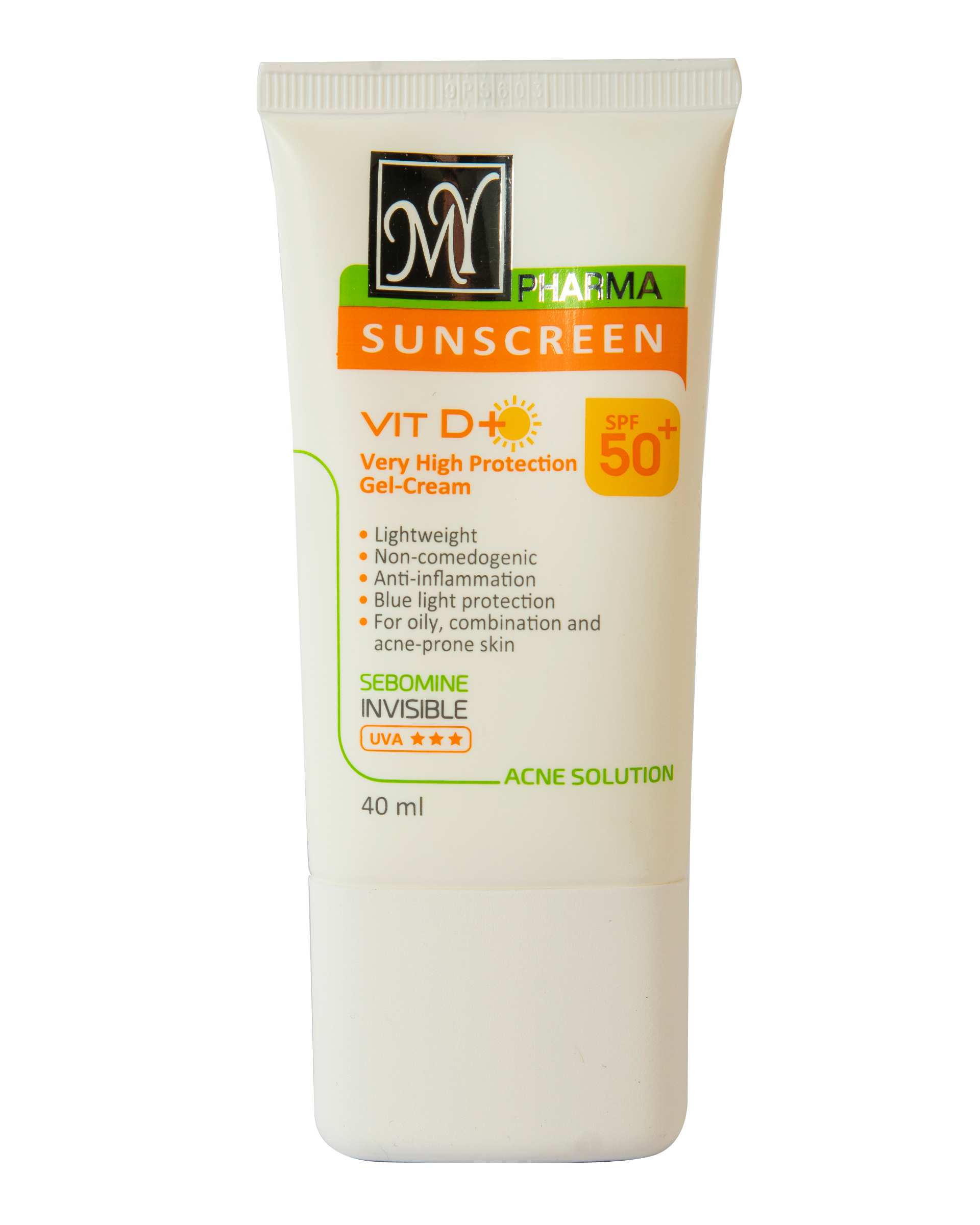 کرم ژل ضد آفتاب SPF50 آکنه سلوشن Vit D Plus بی رنگ مای