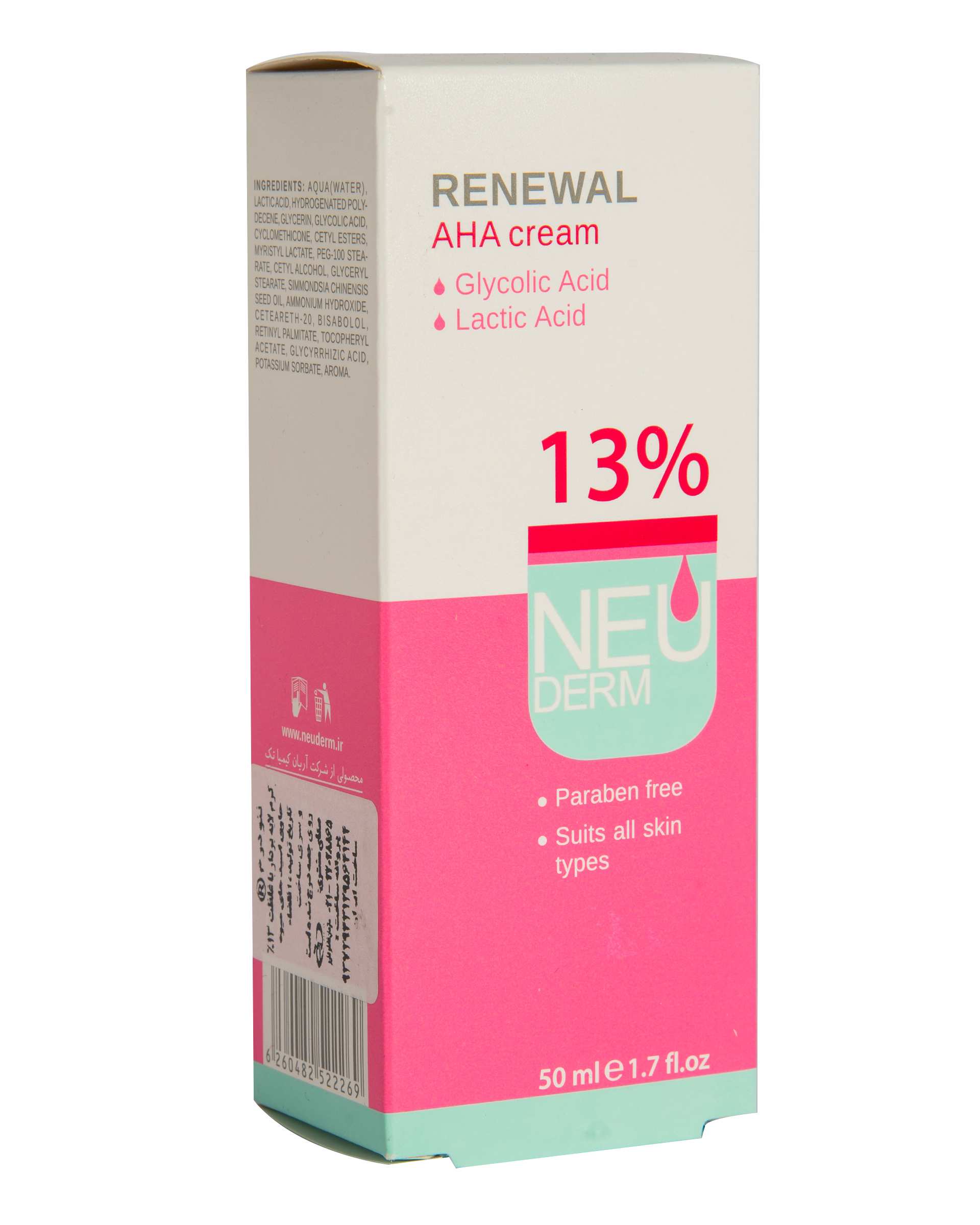 کرم لایه بردار صورت و گردن 13% Renewal AHA Cream نئودرم