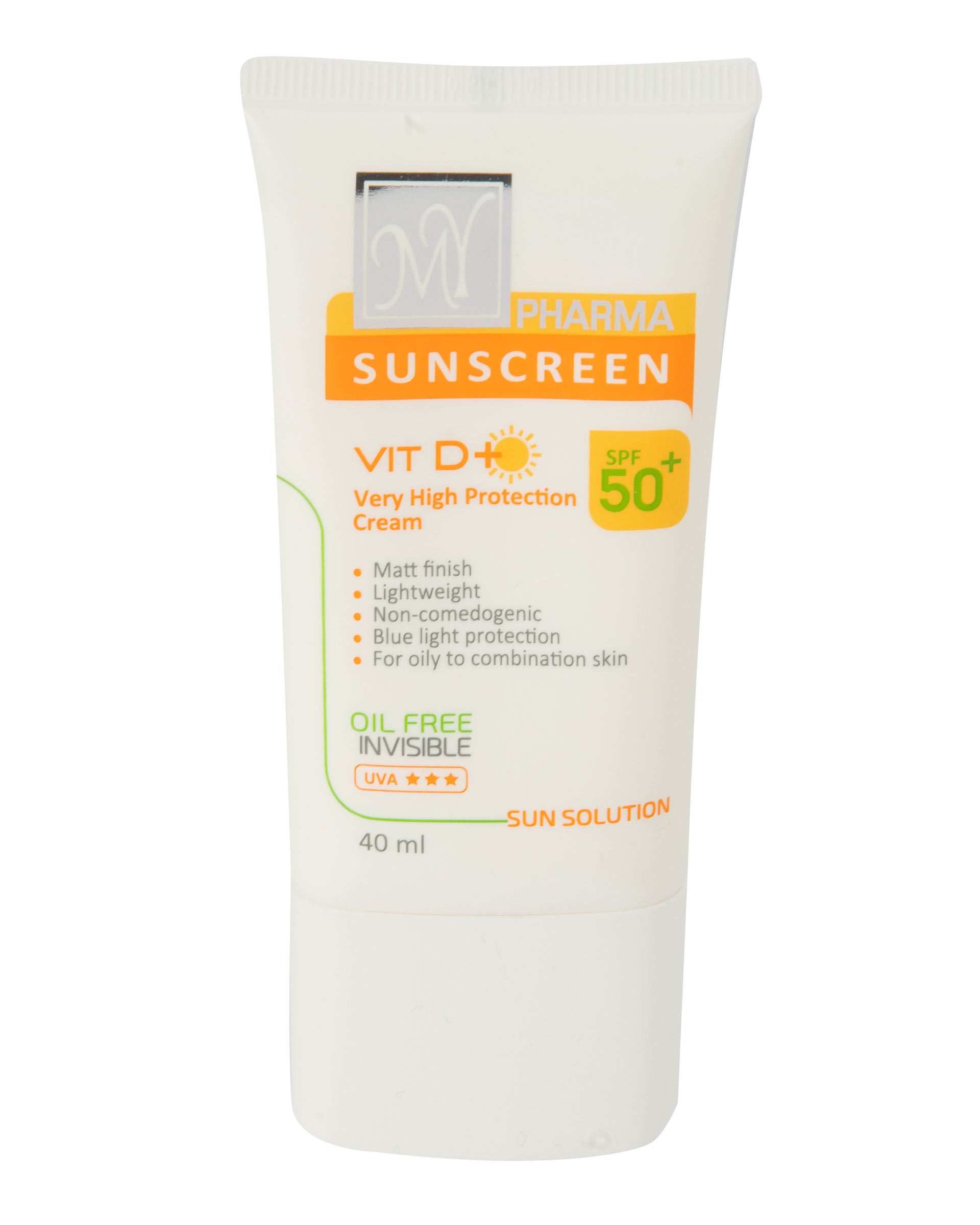 کرم ضد آفتاب بی رنگ SPF50 مای فارما حاوی Vit D