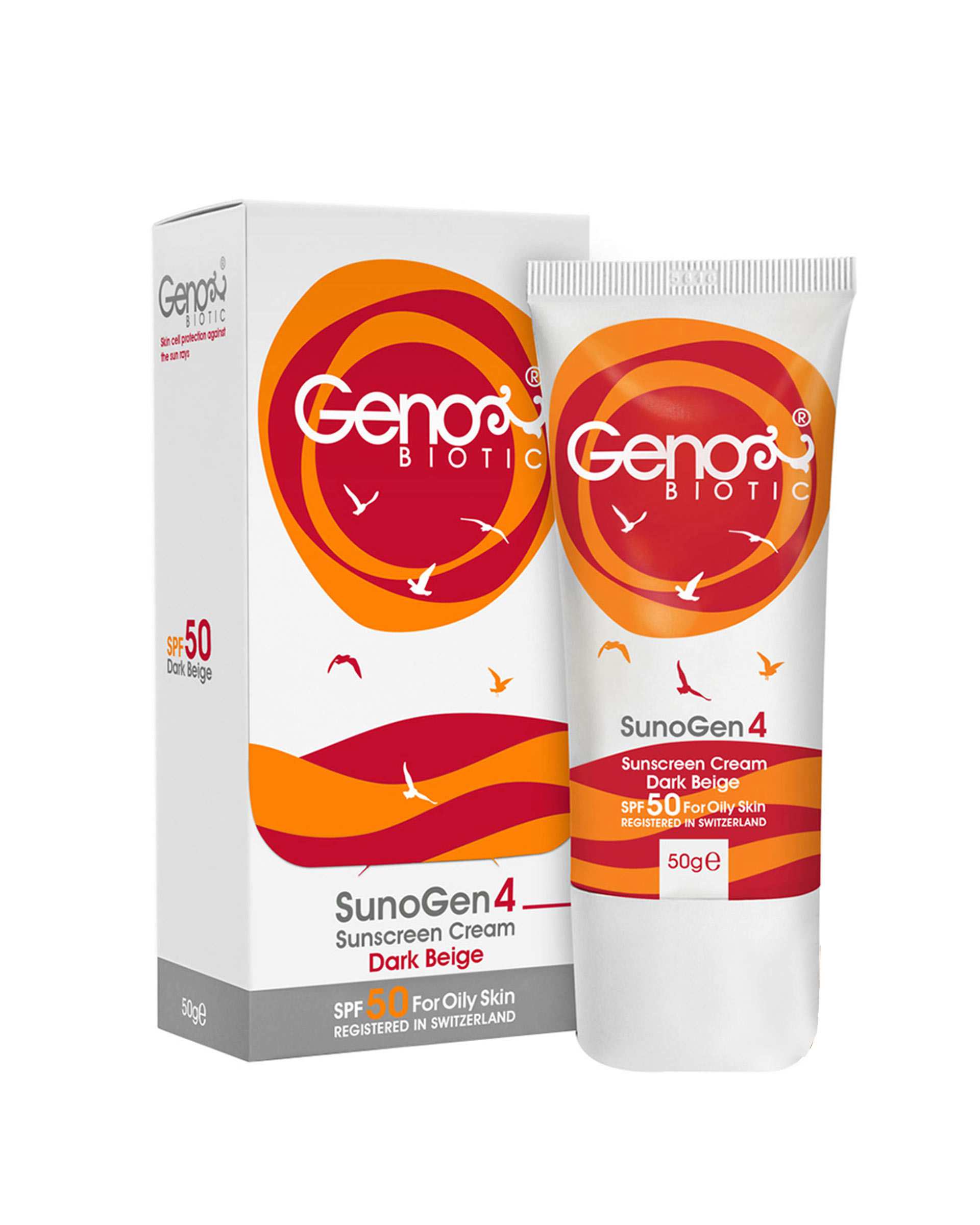 کرم ضد آفتاب SPF50 ژنوبایوتیک SunoGen 4 بژ تیره