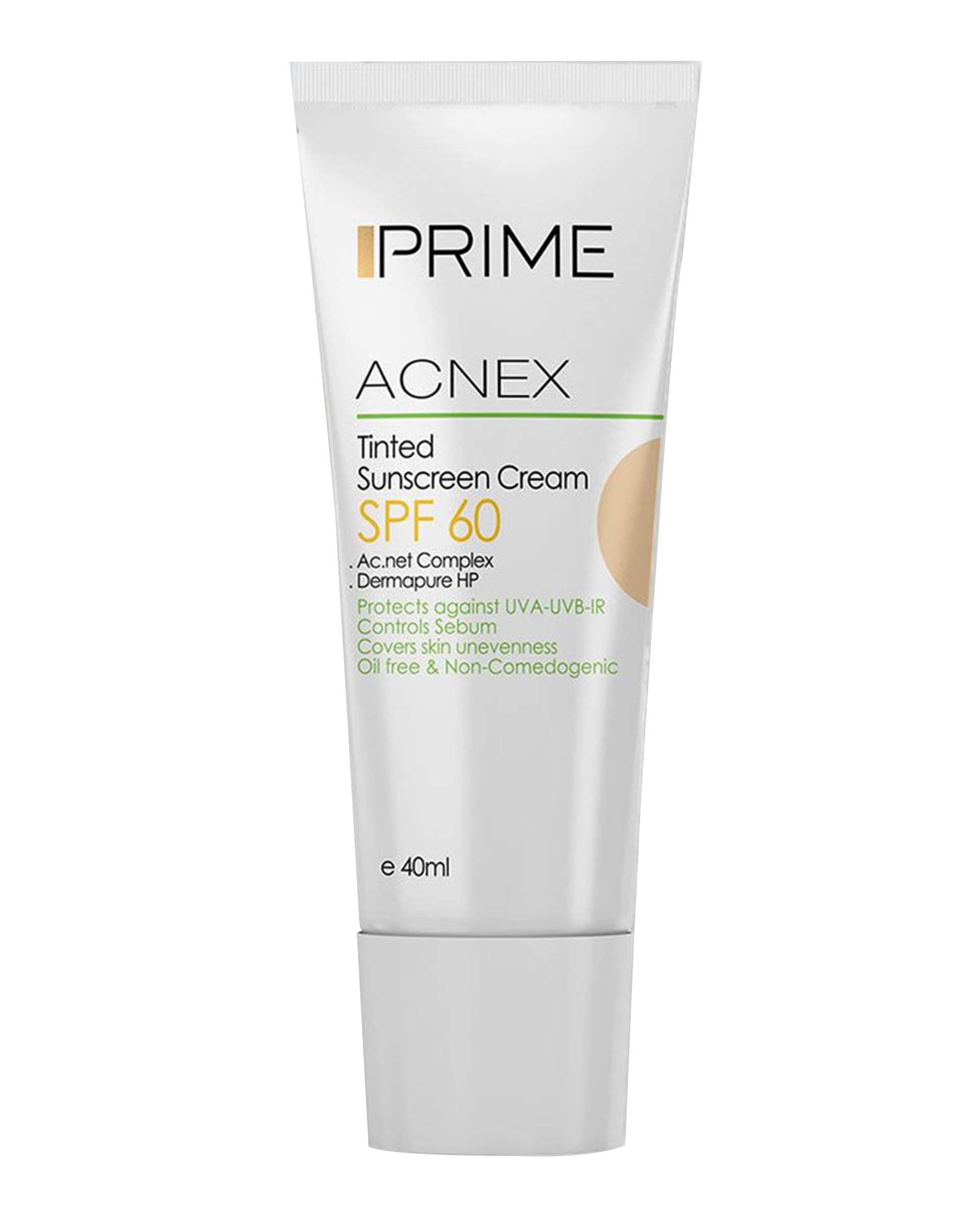 کرم ضد آفتاب رنگی SPF60 پریم 40ml Acnex