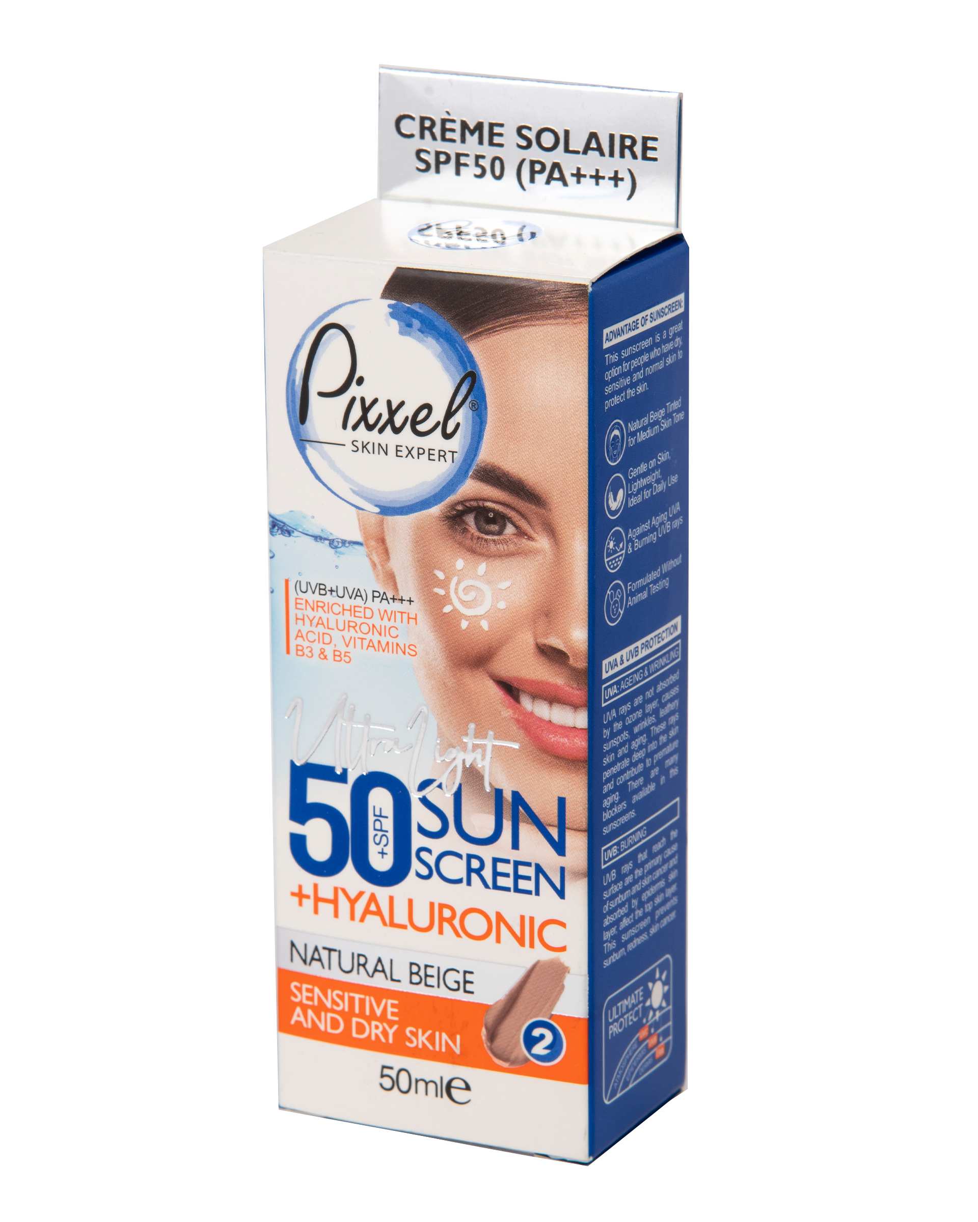 کرم ضد آفتاب رنگی SPF50 پیکسل مناسب پوست خشک بژ طبیعی