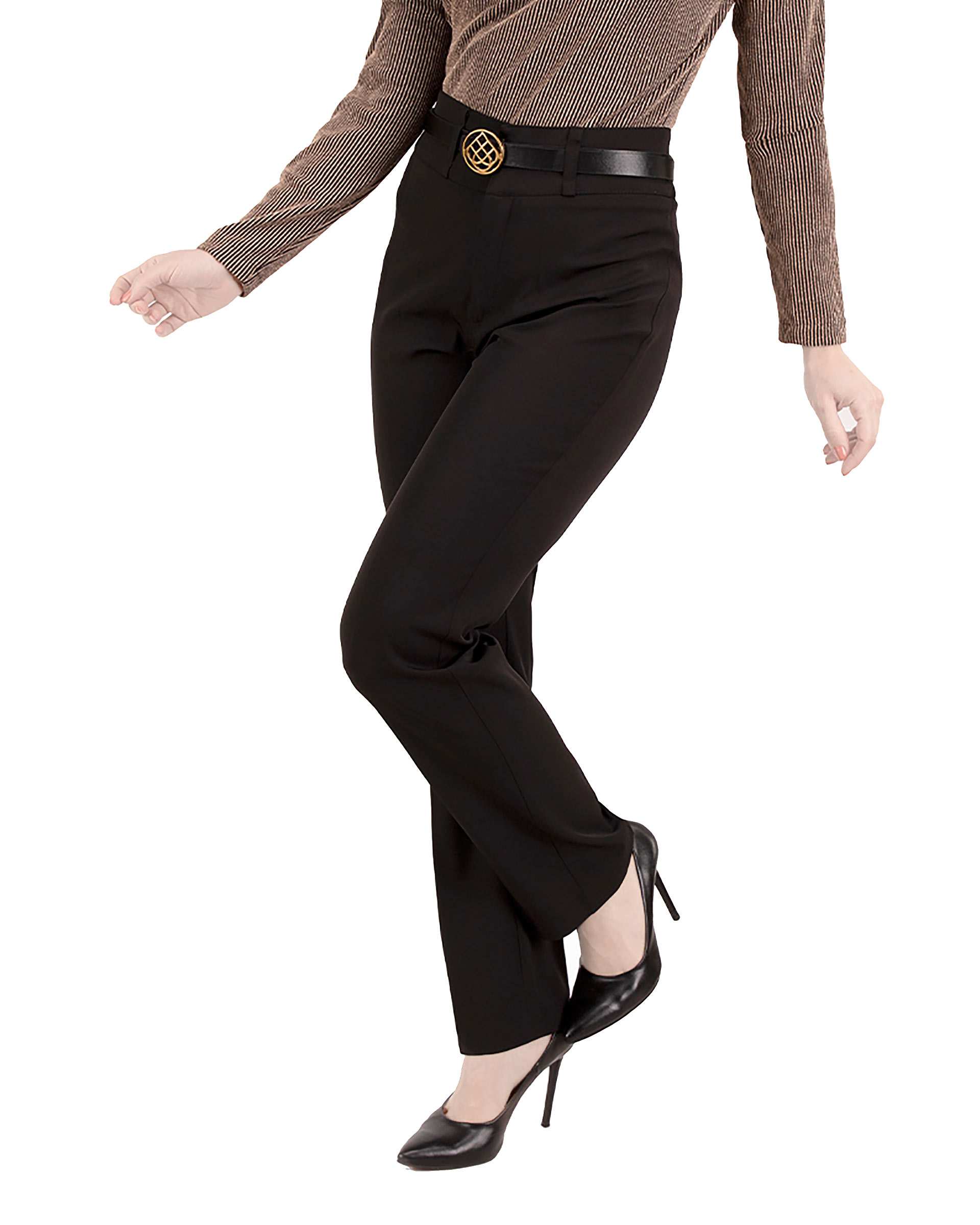 شلوار پارچه ای زنانه راسته مشکی برنس مدل آنینا