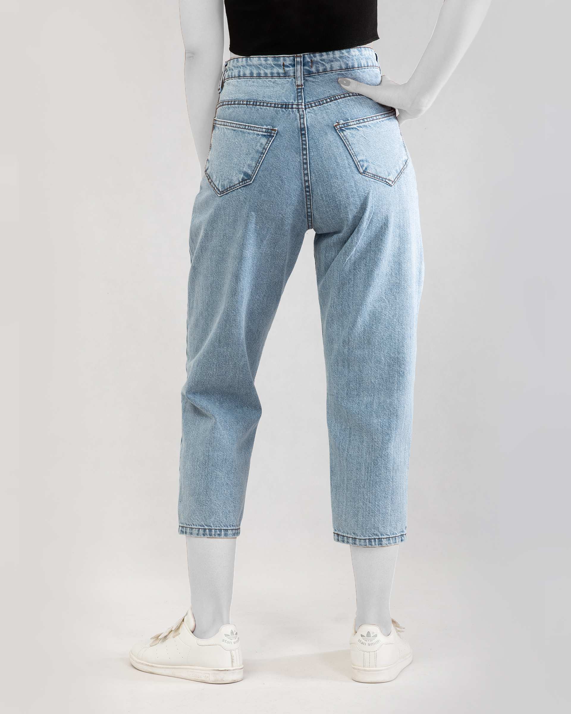 شلوار جین زنانه مام استایل آبی روشن یوروفشن 