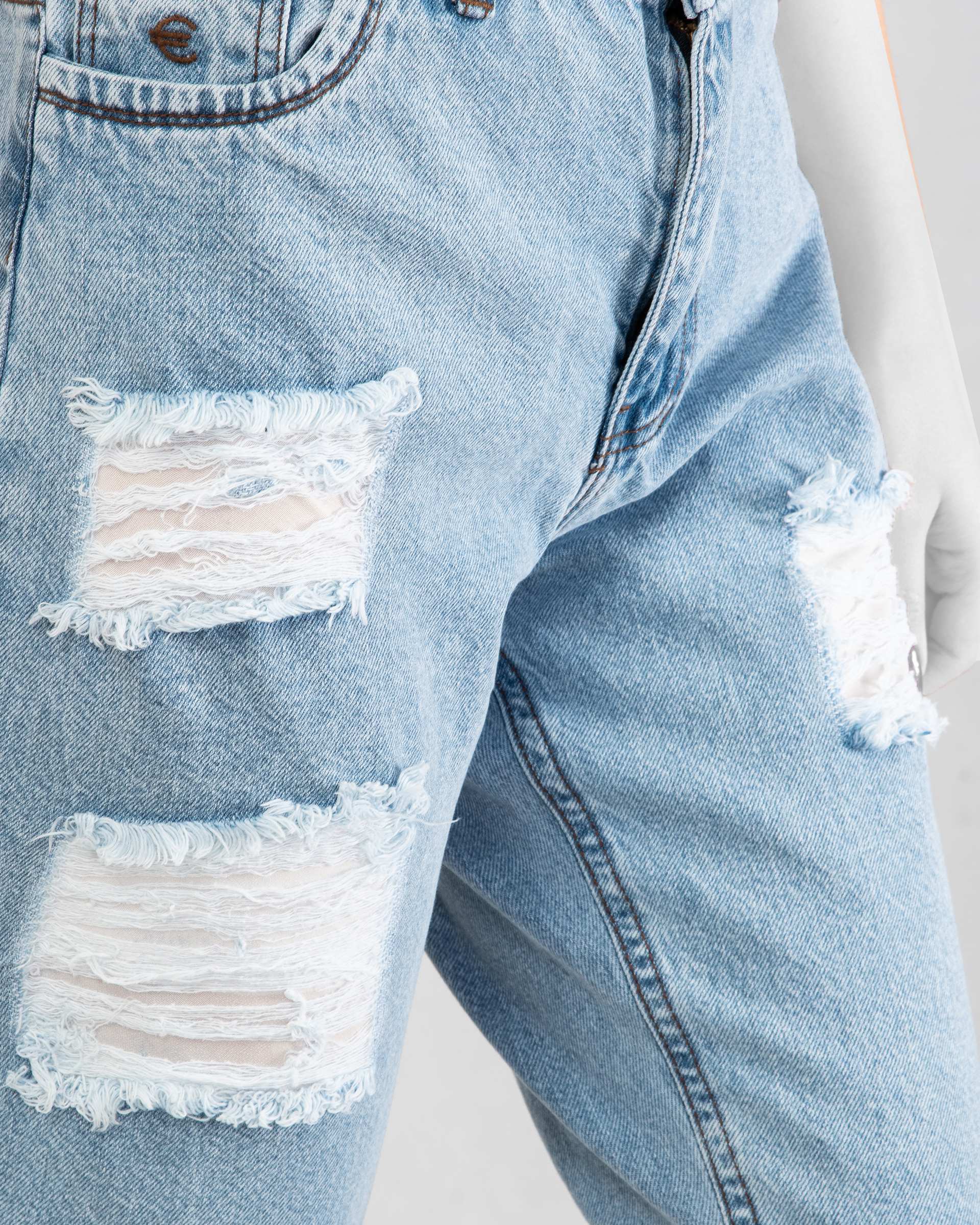 شلوار جین زنانه مام استایل آبی روشن یوروفشن 