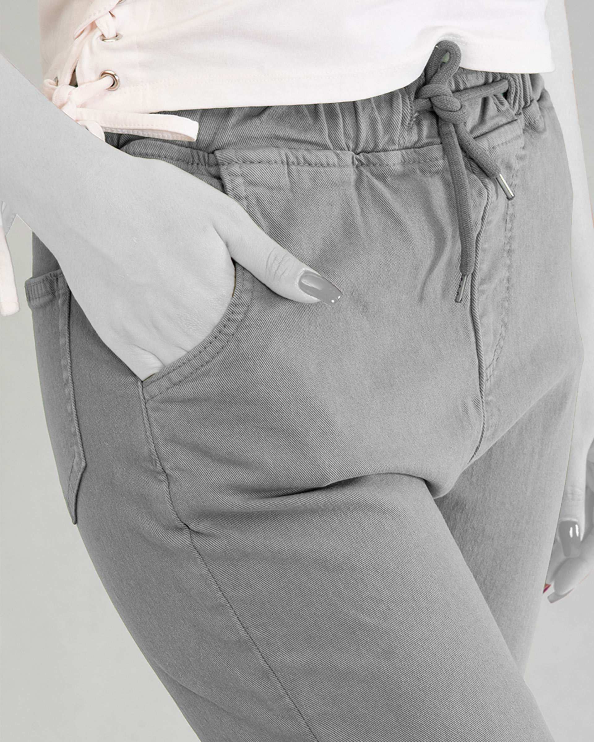 شلوار جین زنانه گت دار طوسی رویال جین 