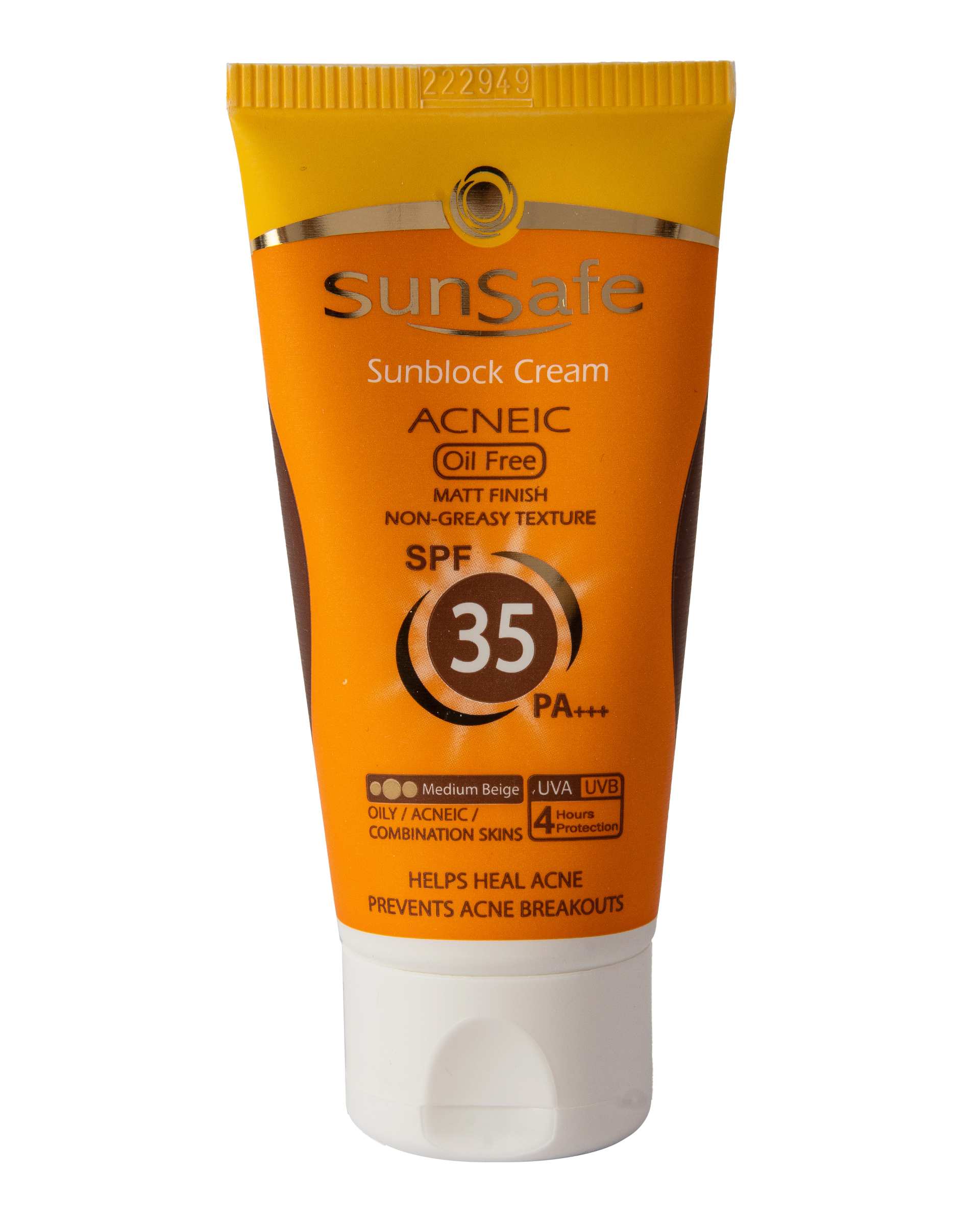 کرم ضد آفتاب کرم پودری SPF35 فاقد چربی سان سیف Sun Safe مدل Acneic بژ متوسط