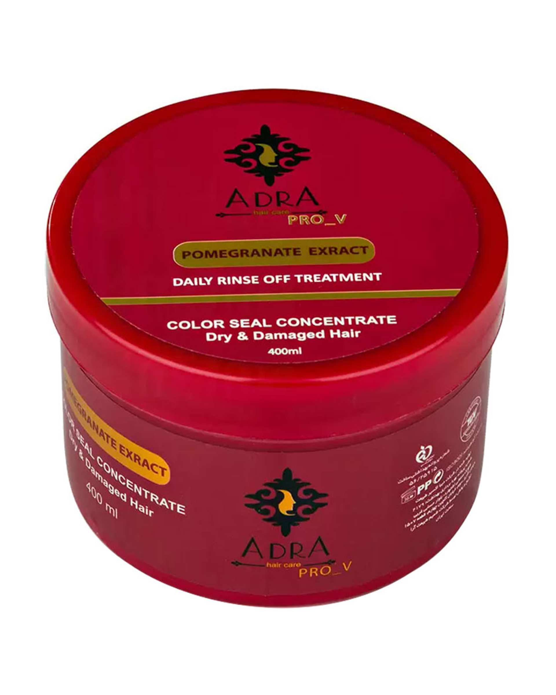 ماسک مو با آبکشی آدرا Adra حاوی عصاره انار مناسب مو خشک و آسیب دیده 400ml