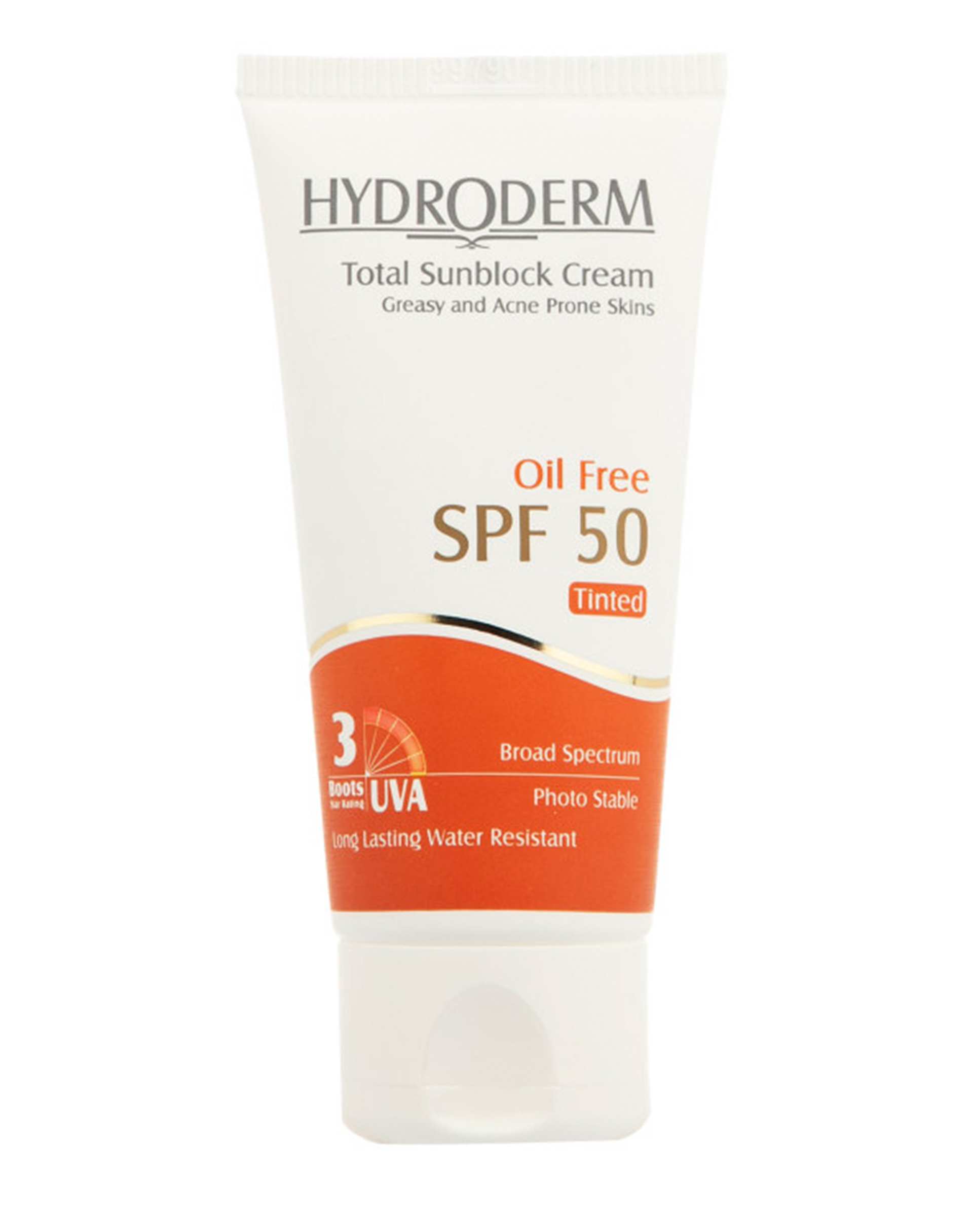 کرم ضد آفتاب رنگی SPF50 فاقد چربی با هدیه شامپو بدن کرمی با رایحه شکلات تلخ هیدرودرم Hydroderm 