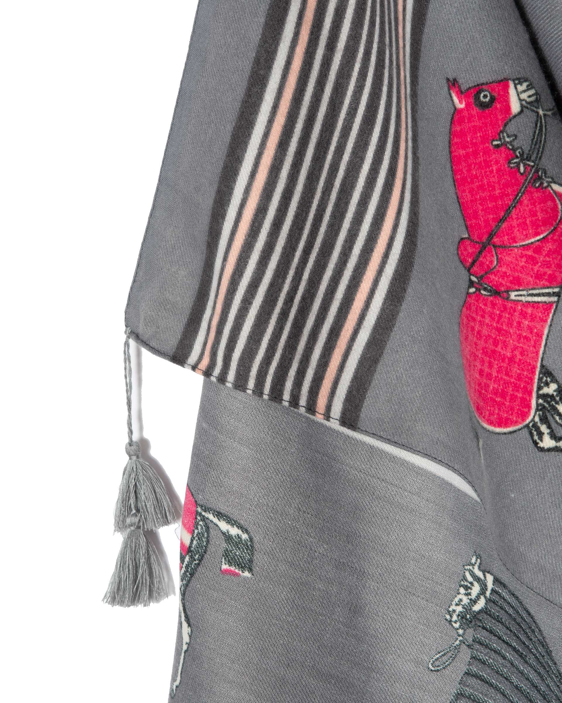 شال زنانه پاییزه موهر طرح هرمس طوسی جی دو Gido