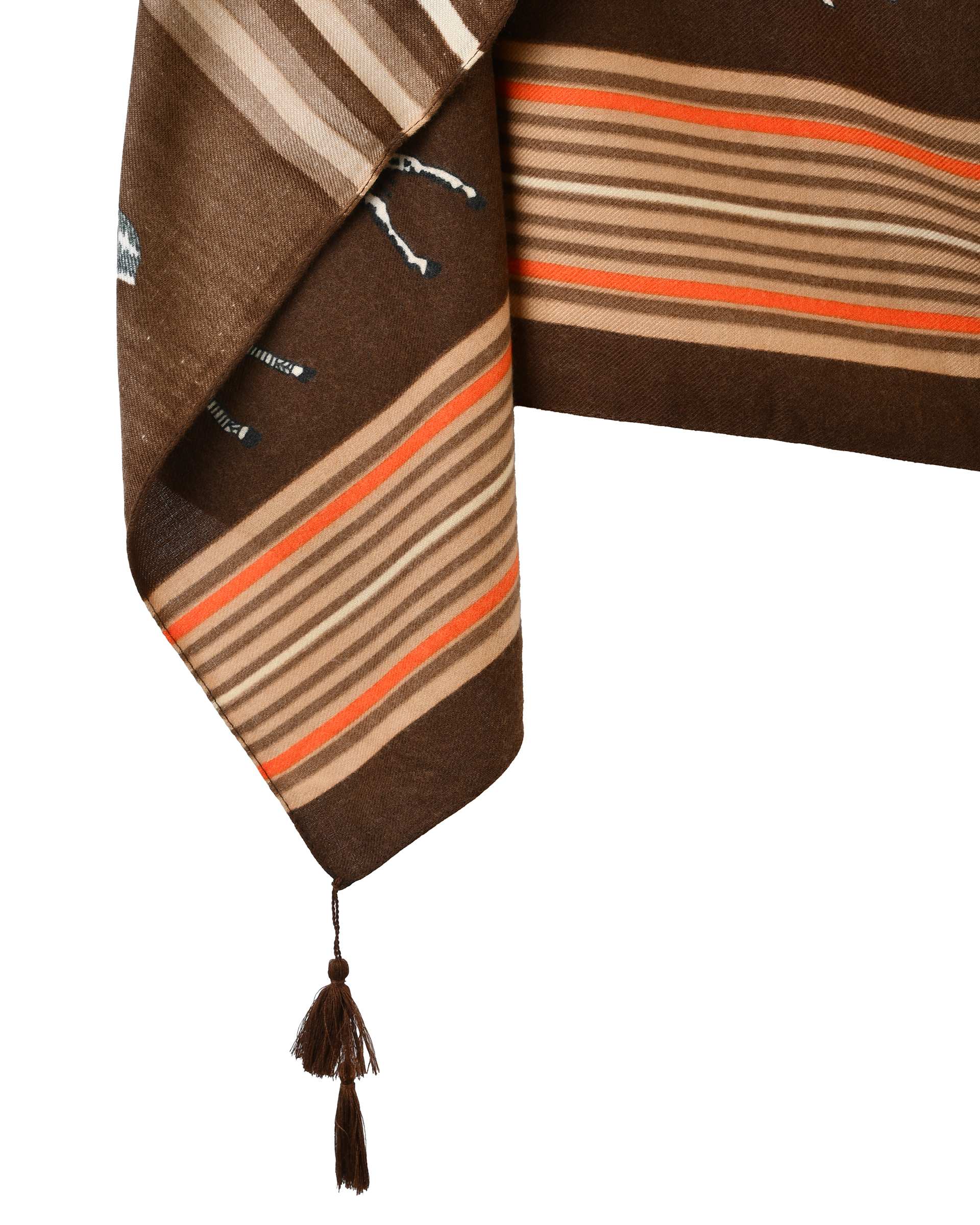 شال زنانه موهر قهوه ای جی دو Gido طرح هرمس