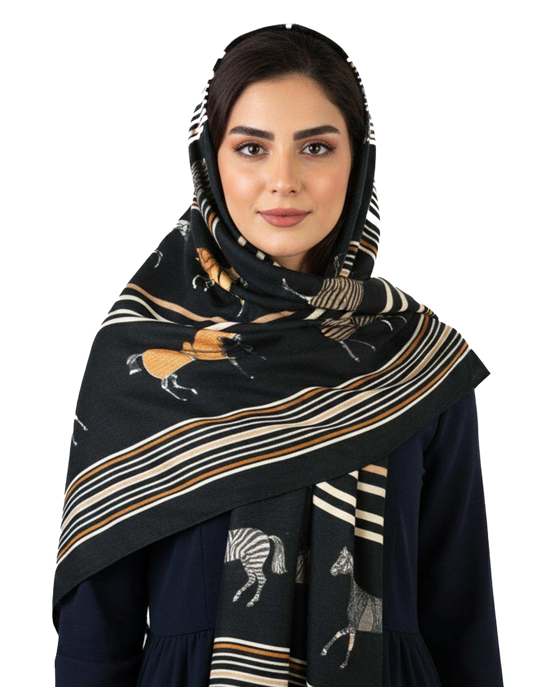 شال زنانه موهر مشکی جی دو Gido طرح هرمس