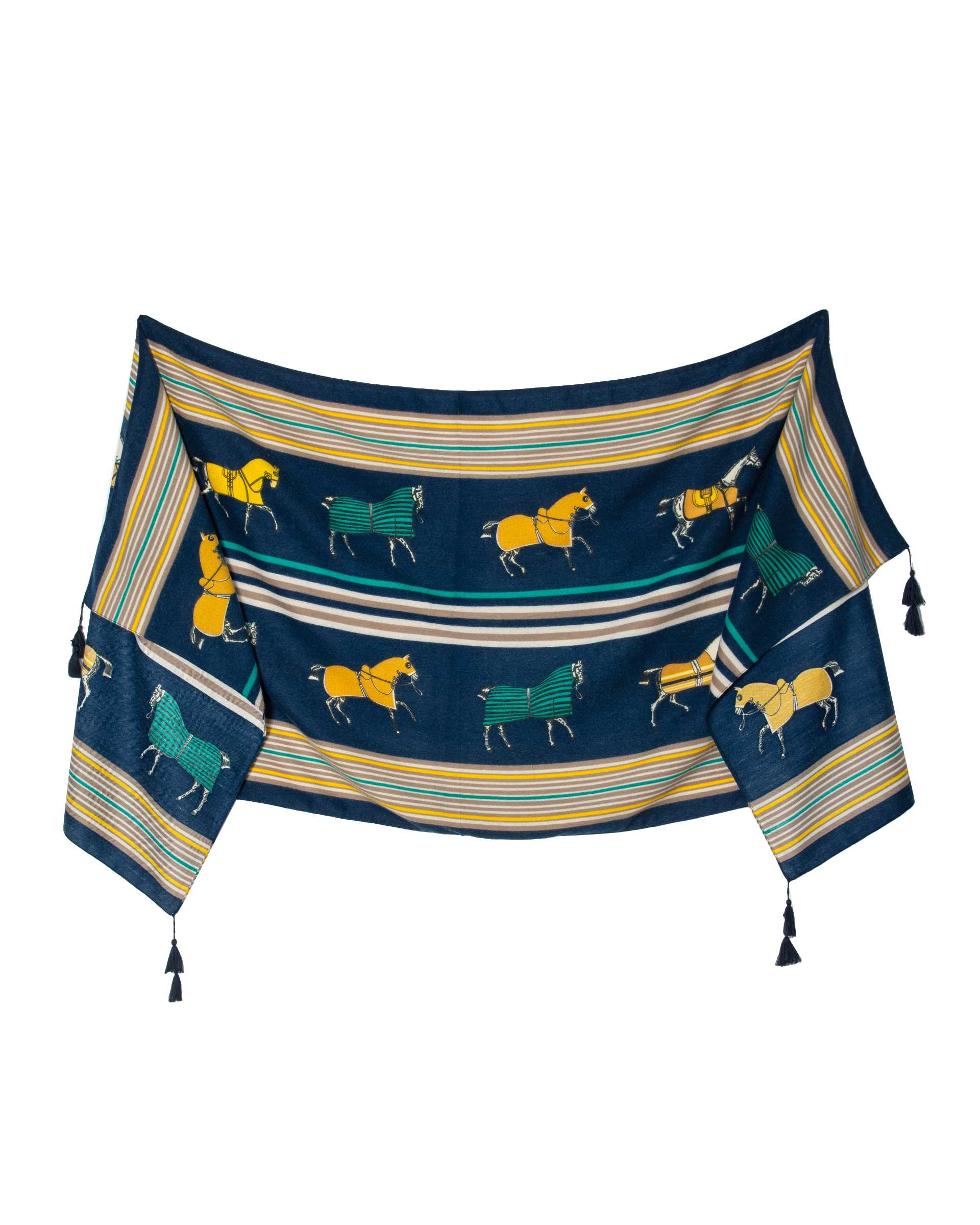 شال زنانه پاییزه موهر طرح هرمس سرمه ای جی دو Gido