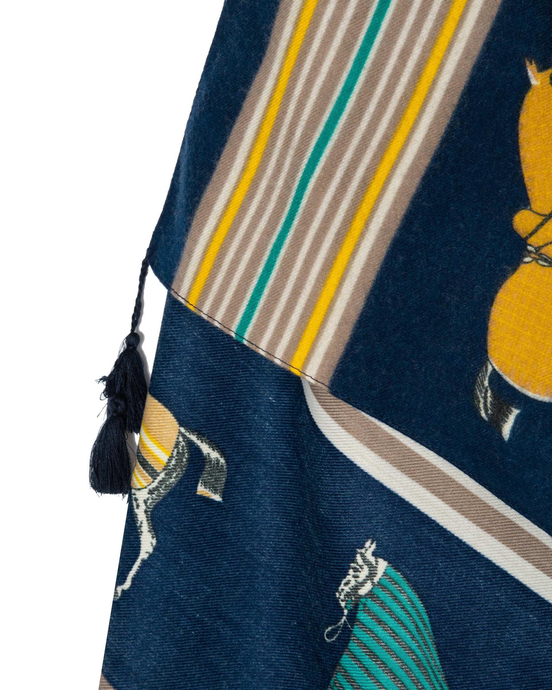 شال زنانه پاییزه موهر طرح هرمس سرمه ای جی دو Gido