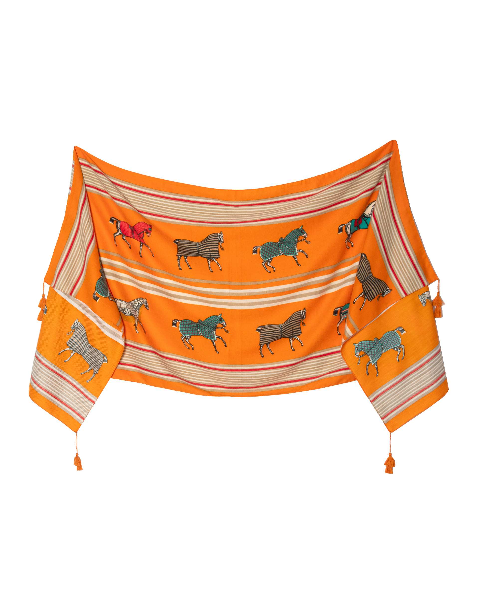 شال زنانه پاییزه موهر طرح هرمس نارنجی جی دو Gido