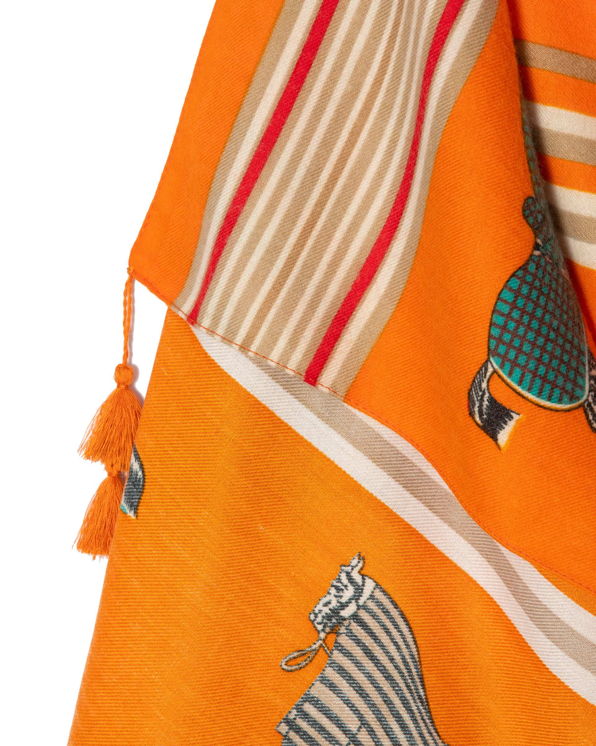 شال زنانه پاییزه موهر طرح هرمس نارنجی جی دو Gido