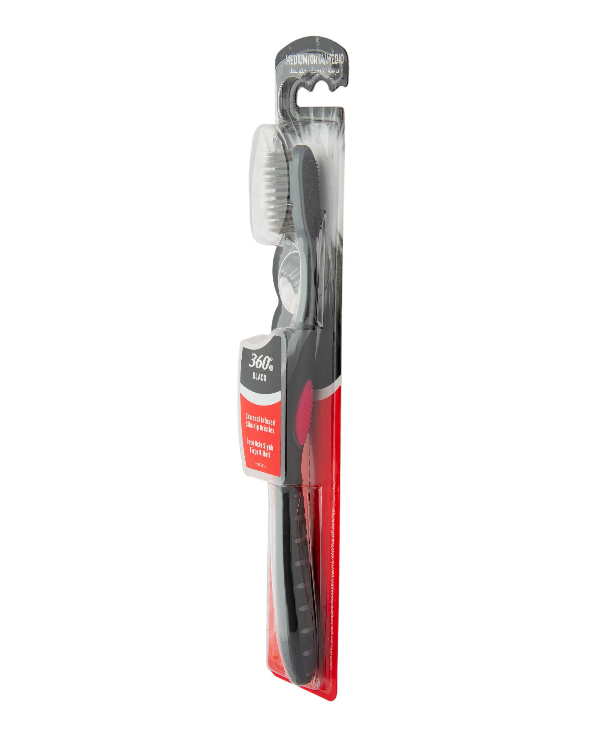 مسواک کلگیت Colgate مدل 360 Charcoal Black با برس متوسط سرخابی
