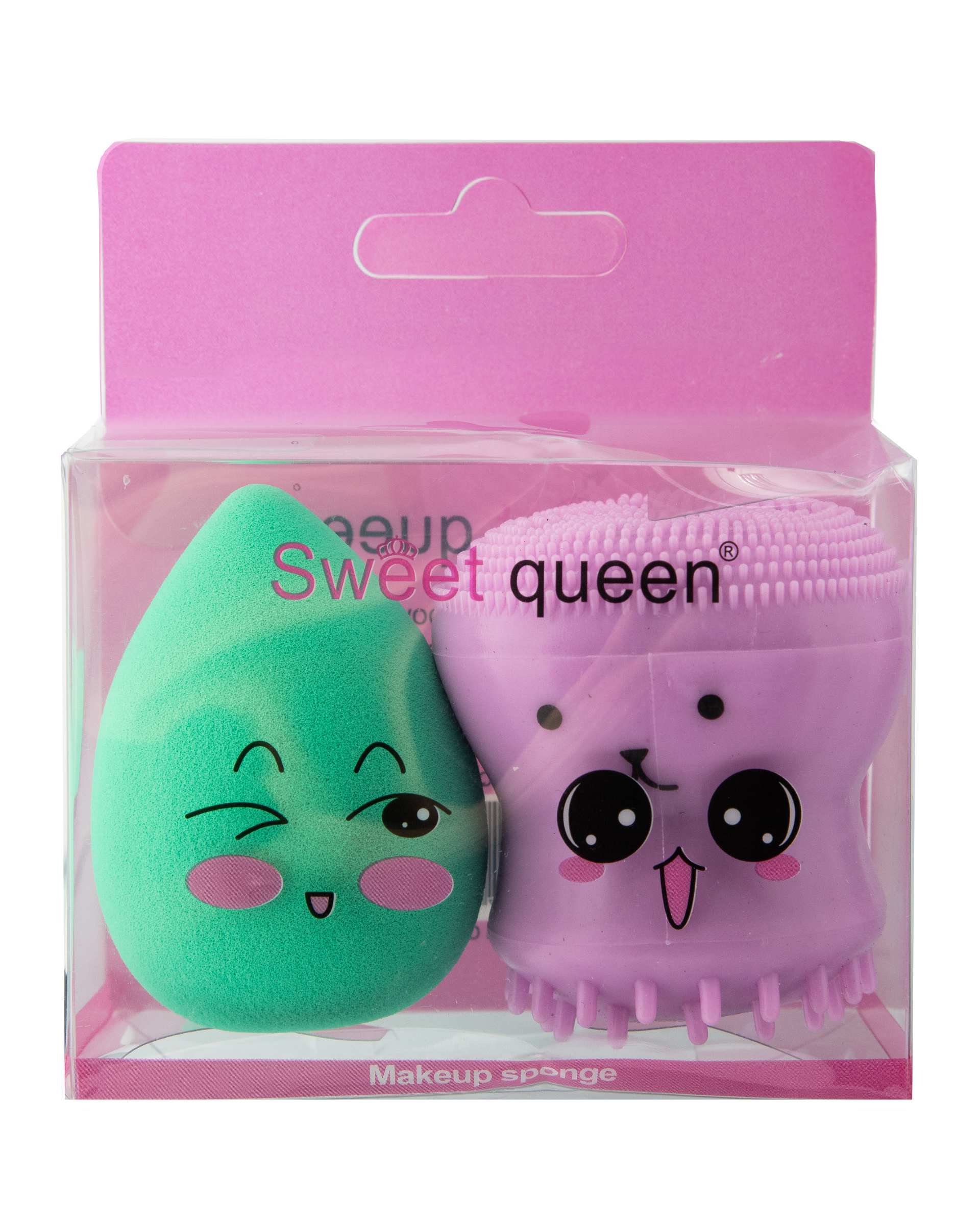 ست اسفنج آرایشی بیوتی بلندر و فیس براش بنفش سبز سوئیت کوئین Sweet Queen بسته 2 عددی