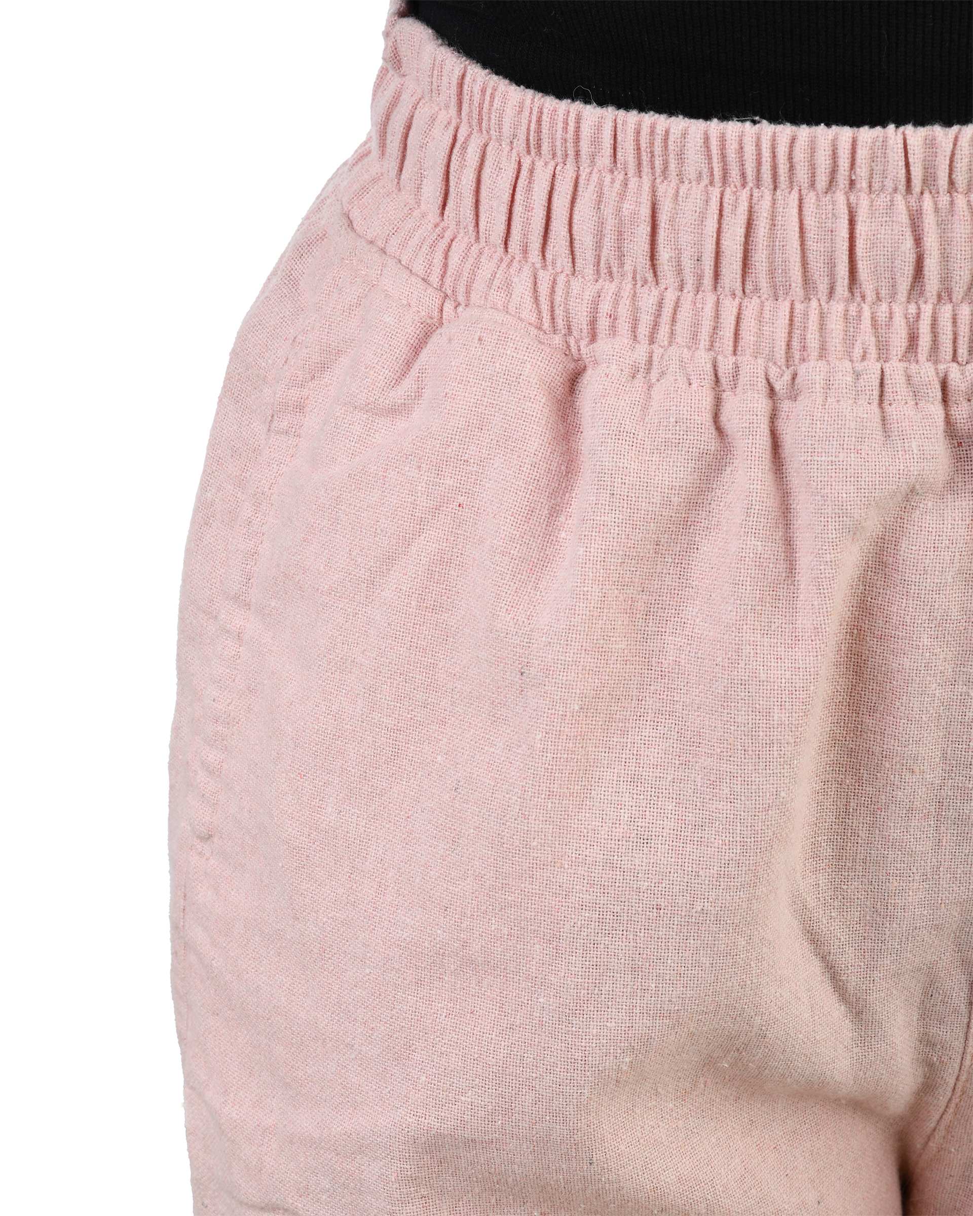 شلوار کتان زنانه بگ کمر کش صورتی رویال جین Royal Jeans