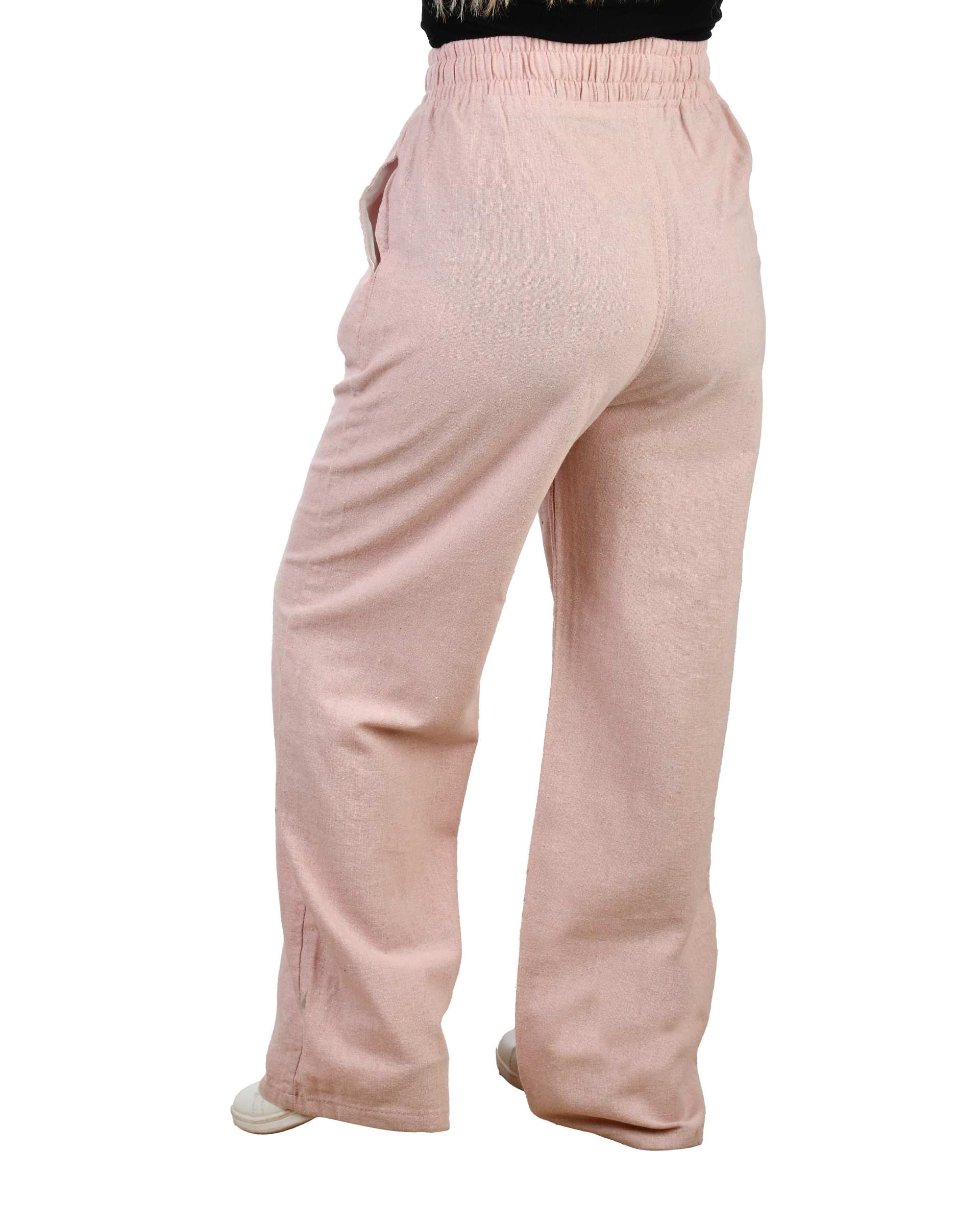 شلوار کتان زنانه بگ کمر کش صورتی رویال جین Royal Jeans